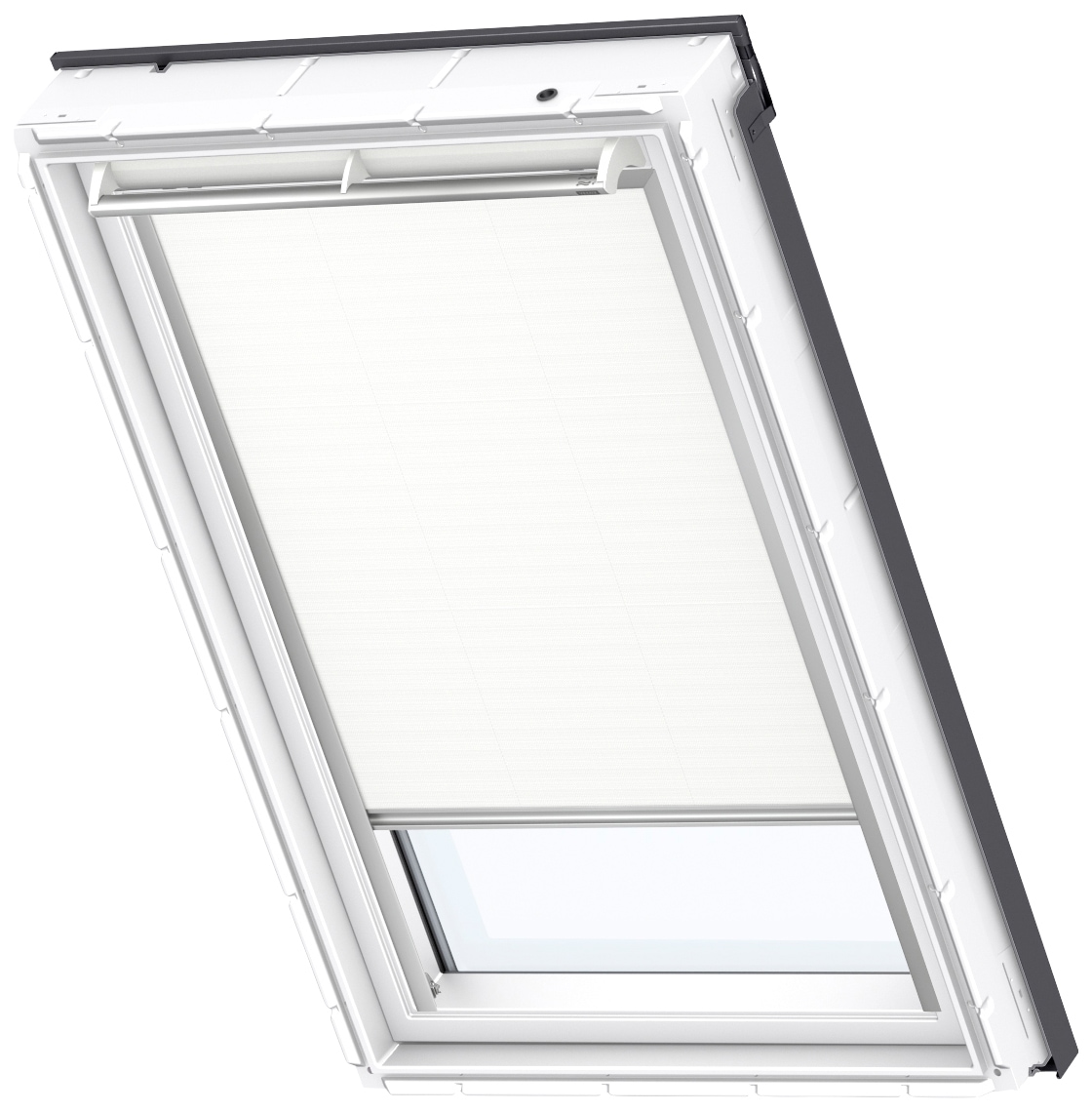 VELUX Verdunklungsrollo "DKL Y87 1025S", verdunkelnd, Verdunkelung, ohne Bohren, in Führungsschienen, alufarbene Führung