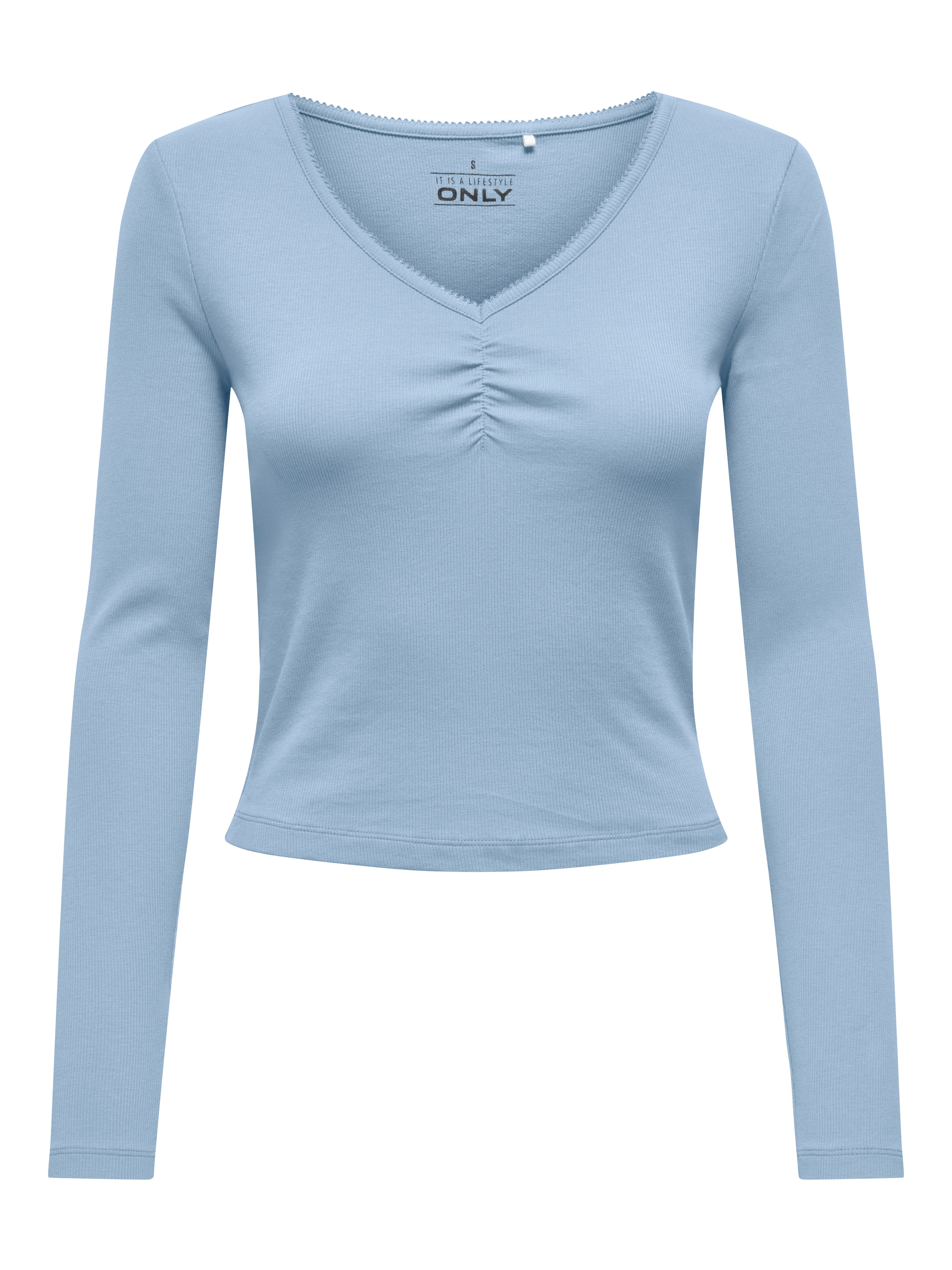 ONLY Langarmshirt "ONLBETTY LIFE L/S SCALLOP V-NECK CC JRS" günstig online kaufen