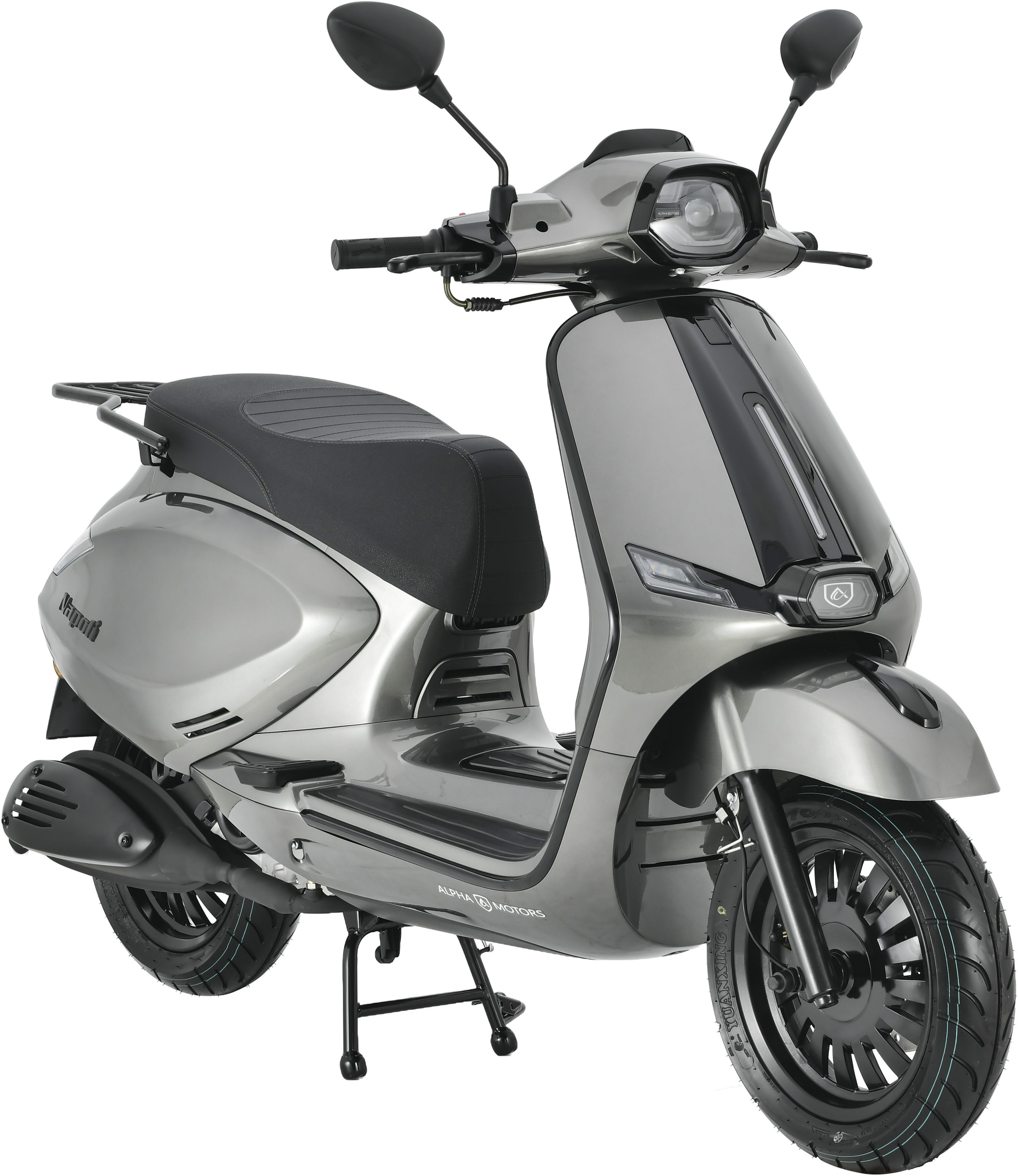 ALPHA MOTORS Motorroller "Napoli 50 ccm 45 km/h EURO 5 (mit/ohne Topcase)", ohne Topcase, 45 km/h, silber, Motorroller