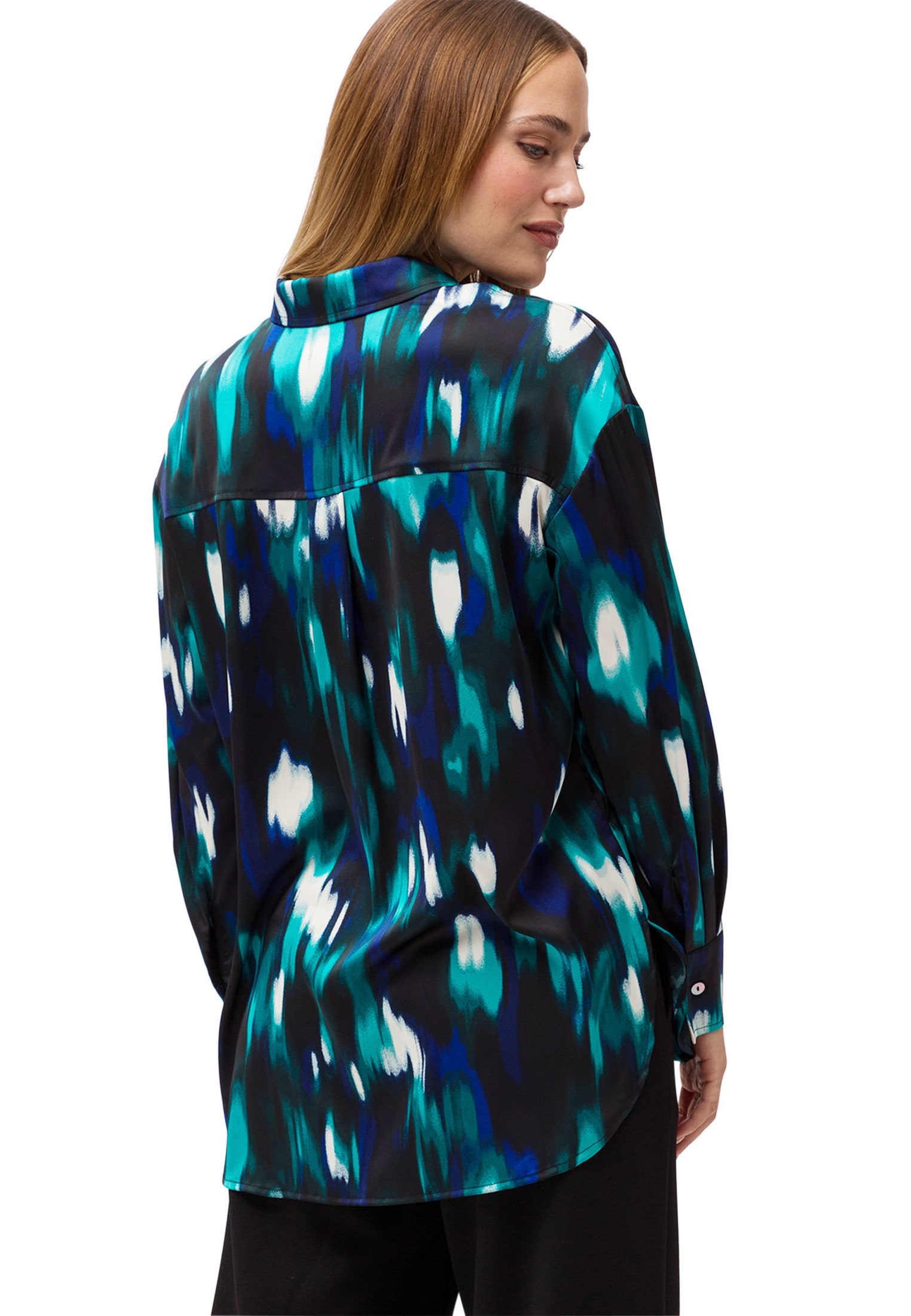 Zero Satinbluse »zero Satinbluse mit Hemdblusenkragen«