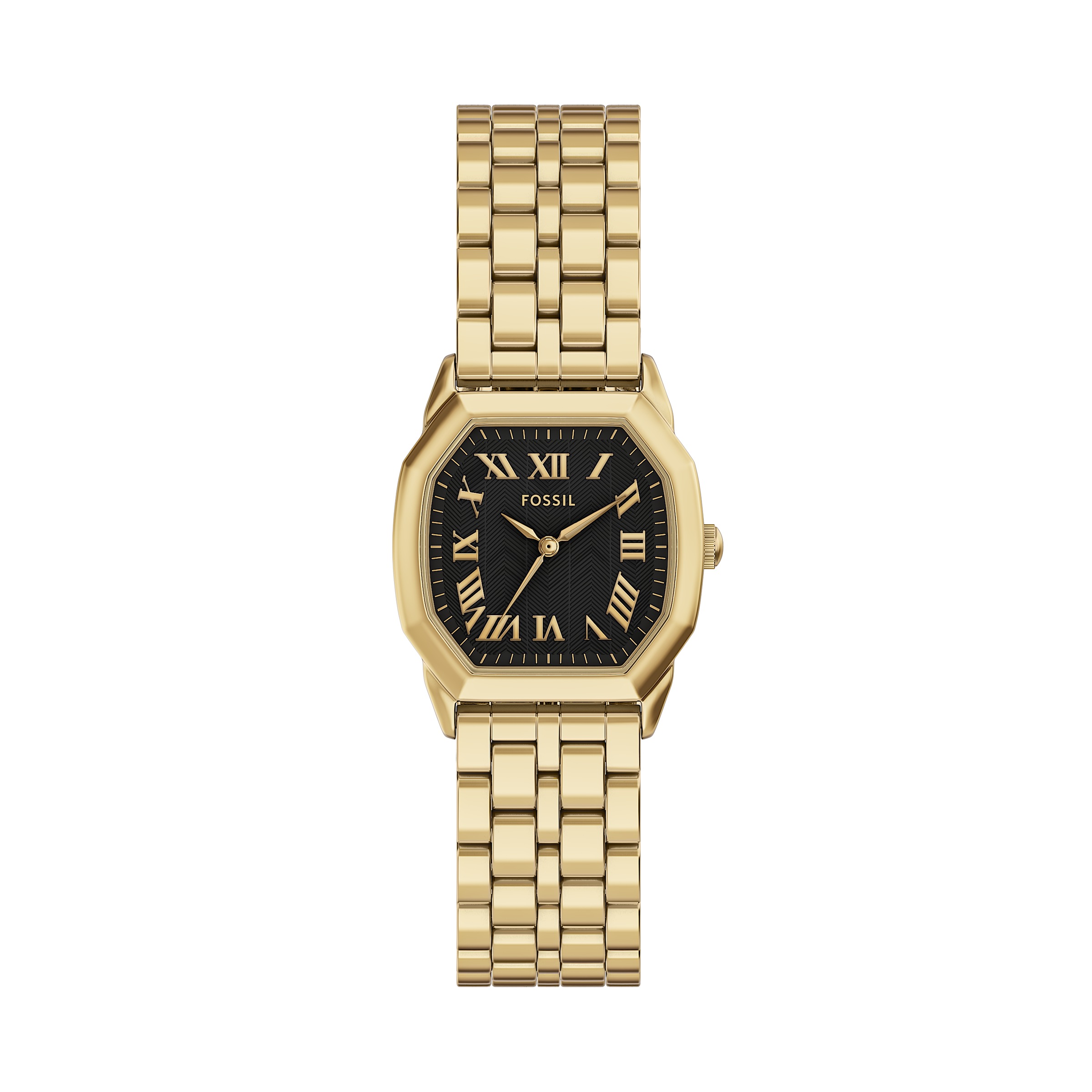 Quarzuhr FOSSIL "HARLOW", gold (gelbgoldfarben, schwarz), Armbanduhren, Damen, Quarzuhr, Armbanduhr, Damenuhr, Edelstahlarmband, analog 2