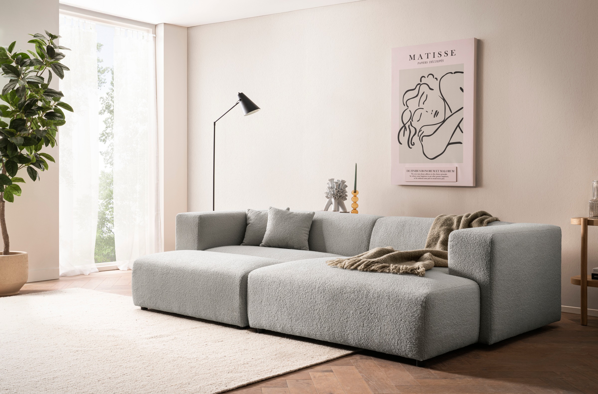 andas Polsterecke »BAKELS, Ecksofa-Set mit Hocker, L-Form mit Schlaffunktion«, Ecksofa-Set (incl. Hocker) im trendigen Megacord