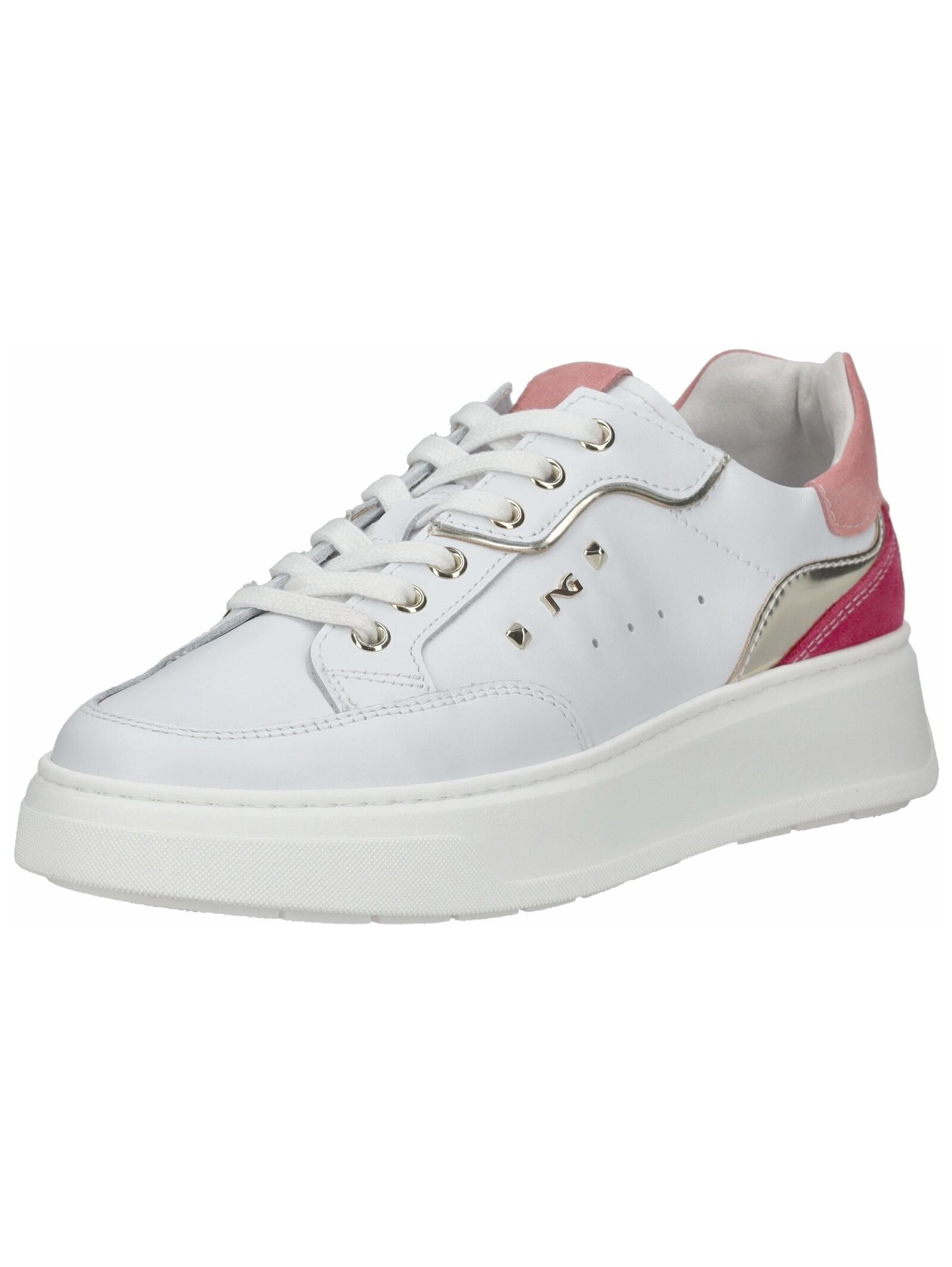 NERO GIARDINI Damen Plateausneaker "Nero Giardini Sneaker Leder/Textil", Gr. 36, weiß, Leder, Textil, Schuhe