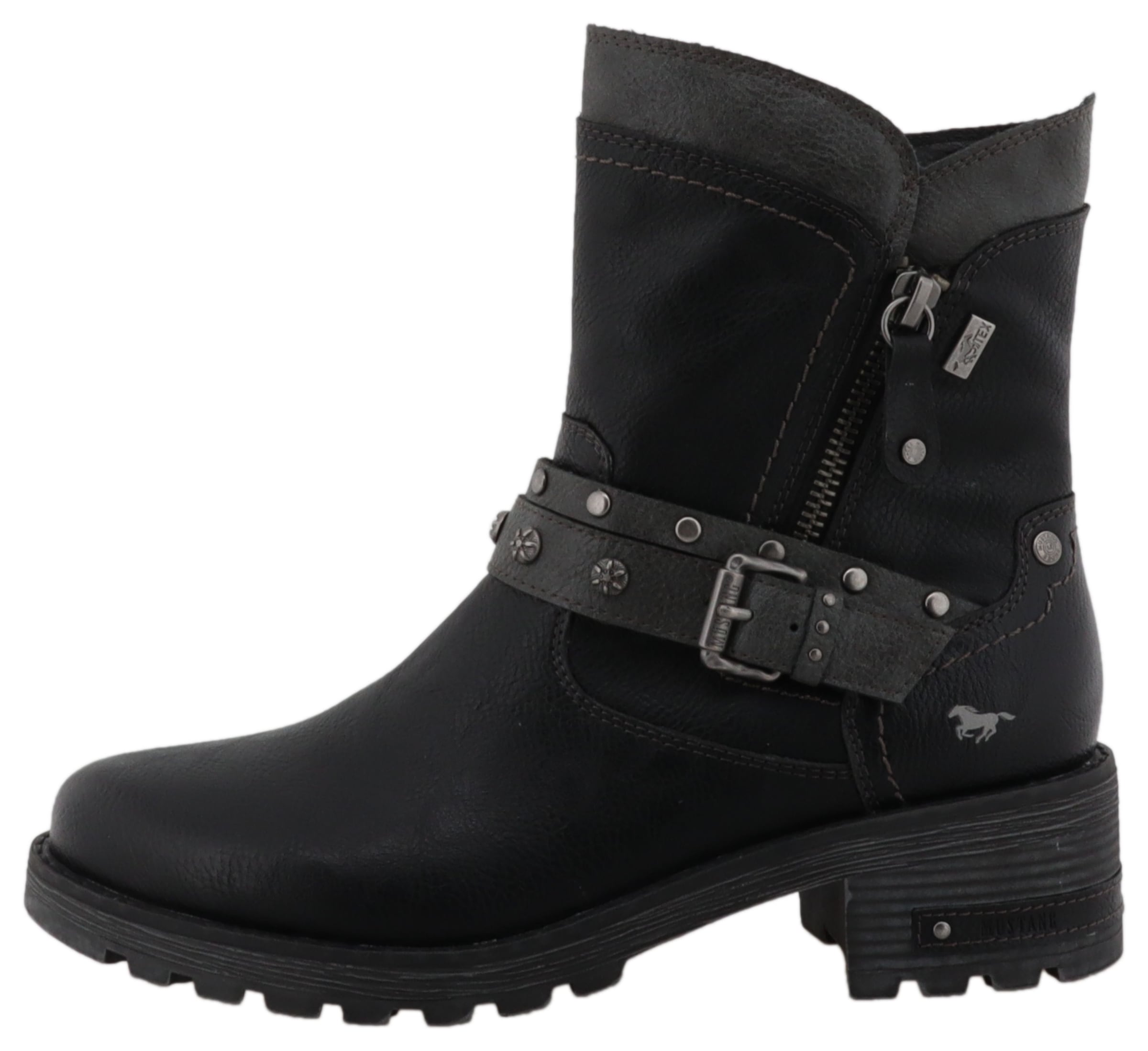 Mustang Shoes Winterboots »Haukea«  Biker Boots mit Blockabsatz und TEX-Membrane