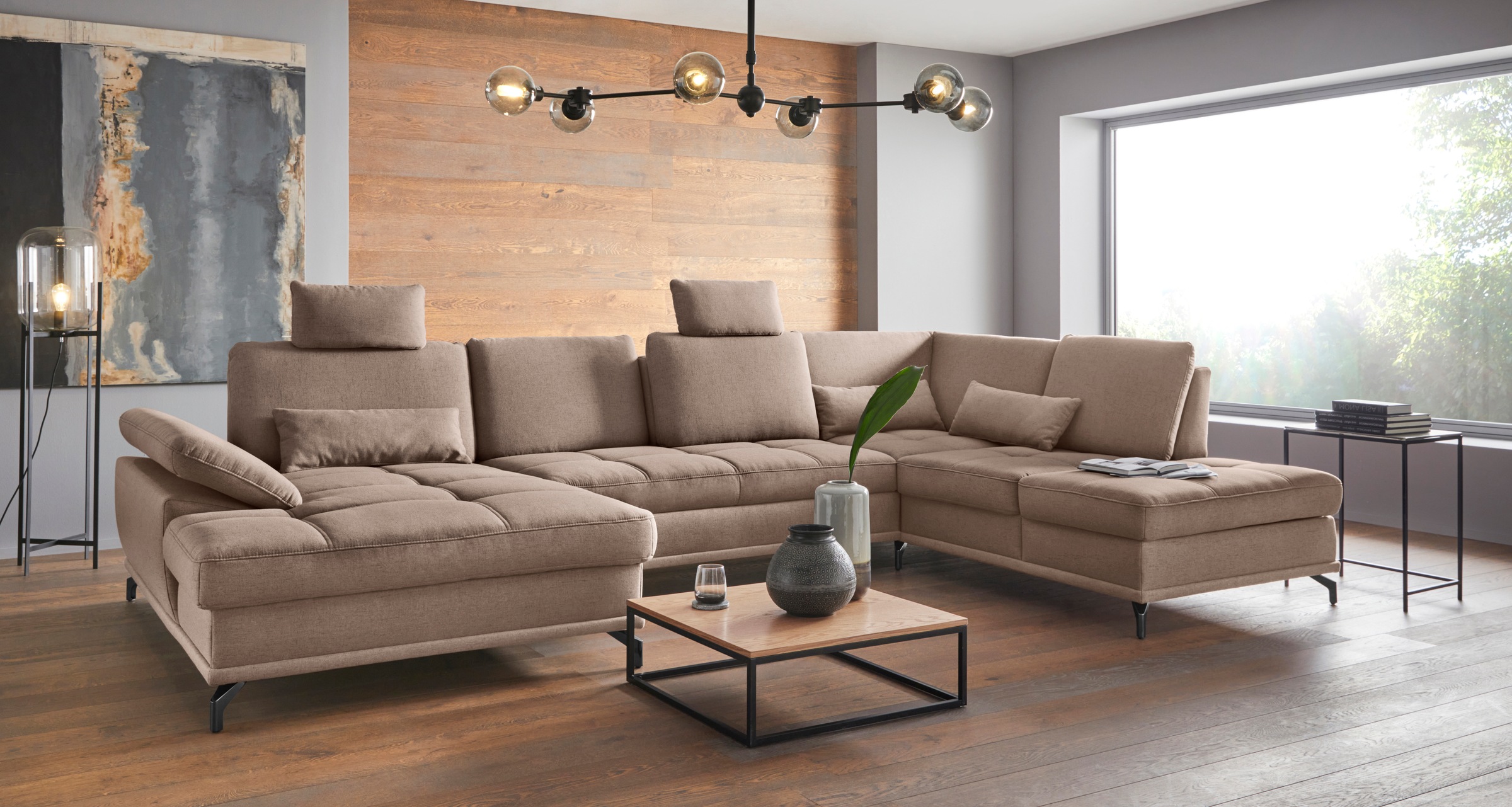 OTTO home Wohnlandschaft "Costello U-Form, B: 363 cm mit Sitztiefen- & Armteilverstellung" optional Schlaffunktion & Bettkasten