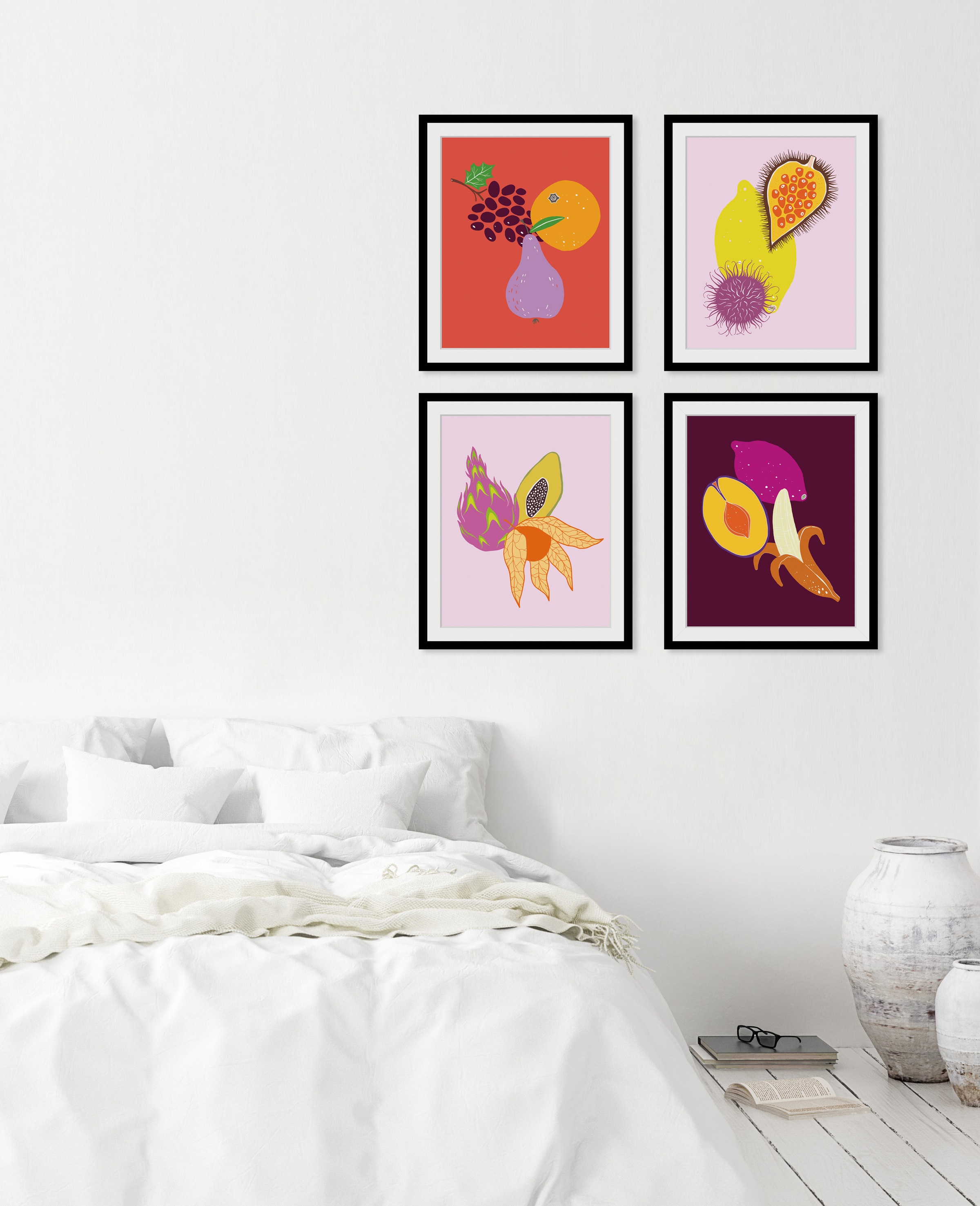 queence Bild »Bibi«, Obst-Obst Bilder-Kunst-Lebensmittel-Orange, HD Premium Poster-Druck inkl. Holzrahmen