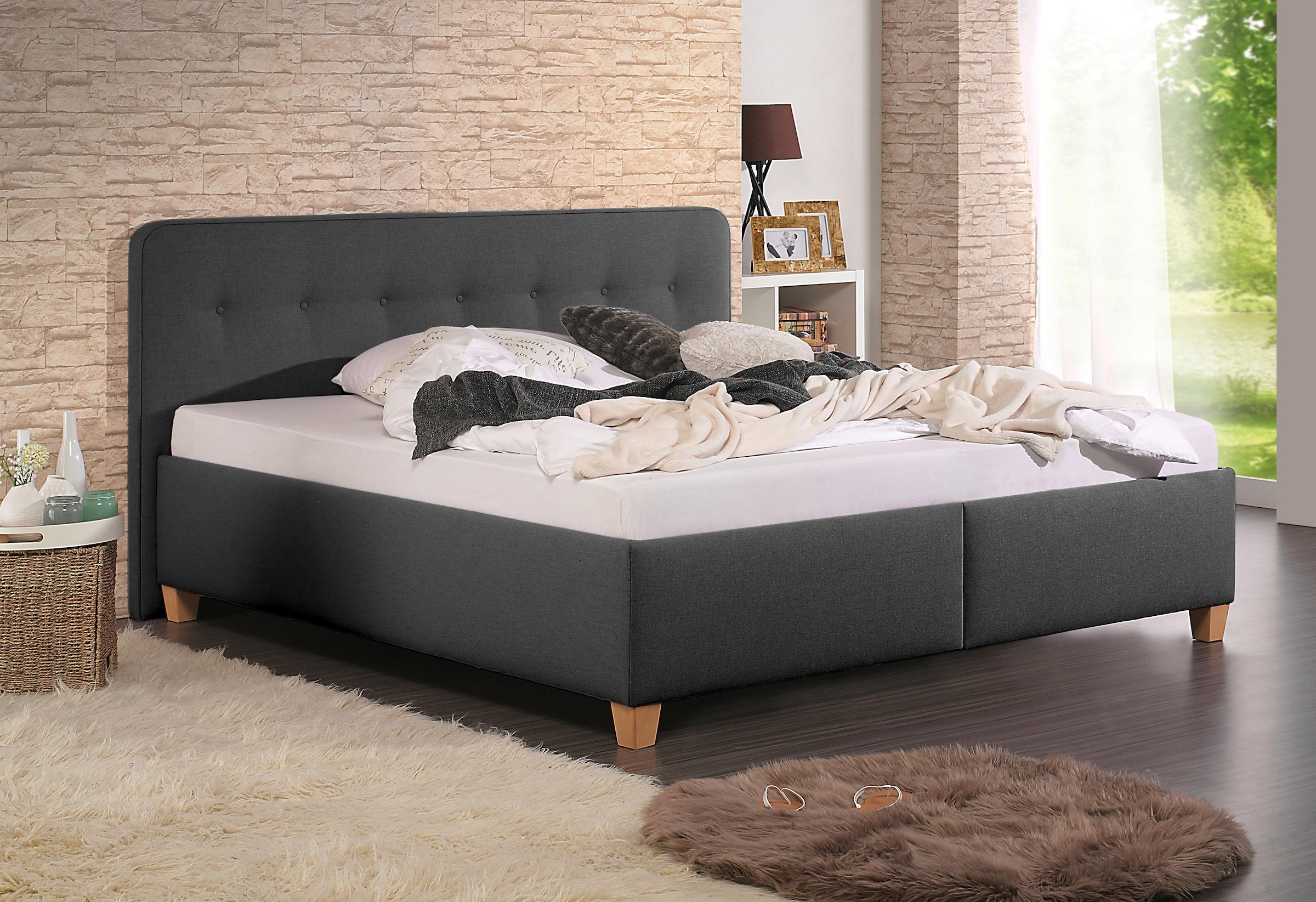 Maintal Mison Upholstered Bed Anthracite 213x207cm 9