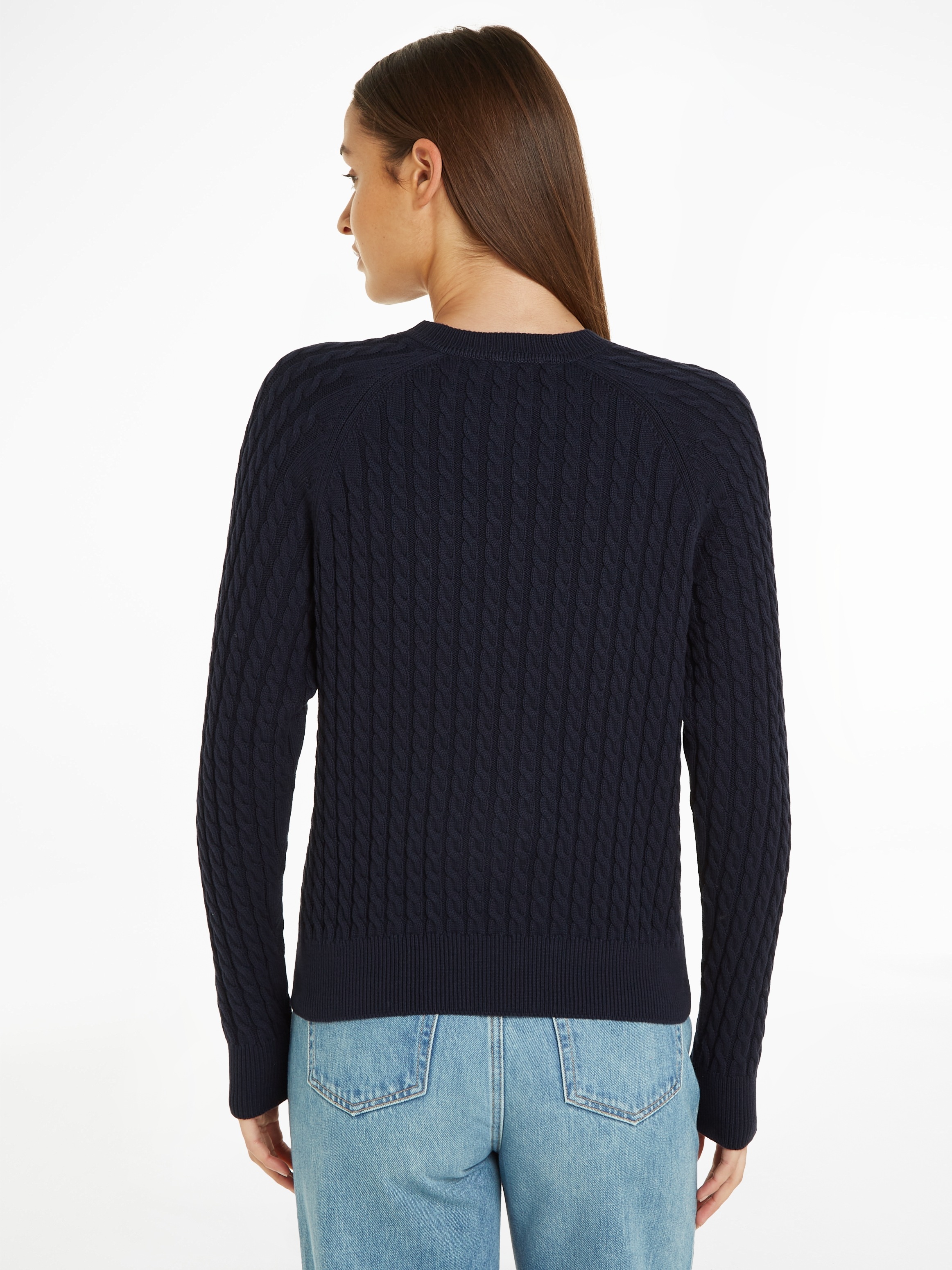 Thumbnail - Tommy Hilfiger Rundhalspullover "CO CABLE C-NK SWEATER", mit Zopfmuster