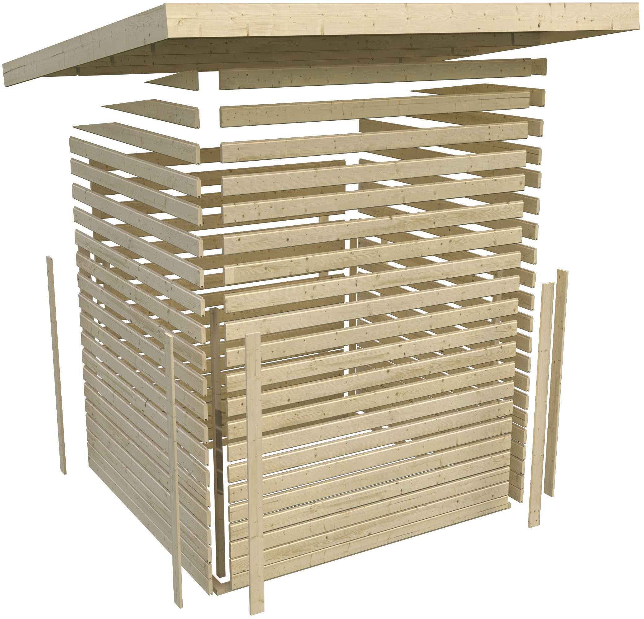 Karibu Gartenhaus »"Jupiter D SET"«, wassergrau/ staubgrau, mit Anbaudach