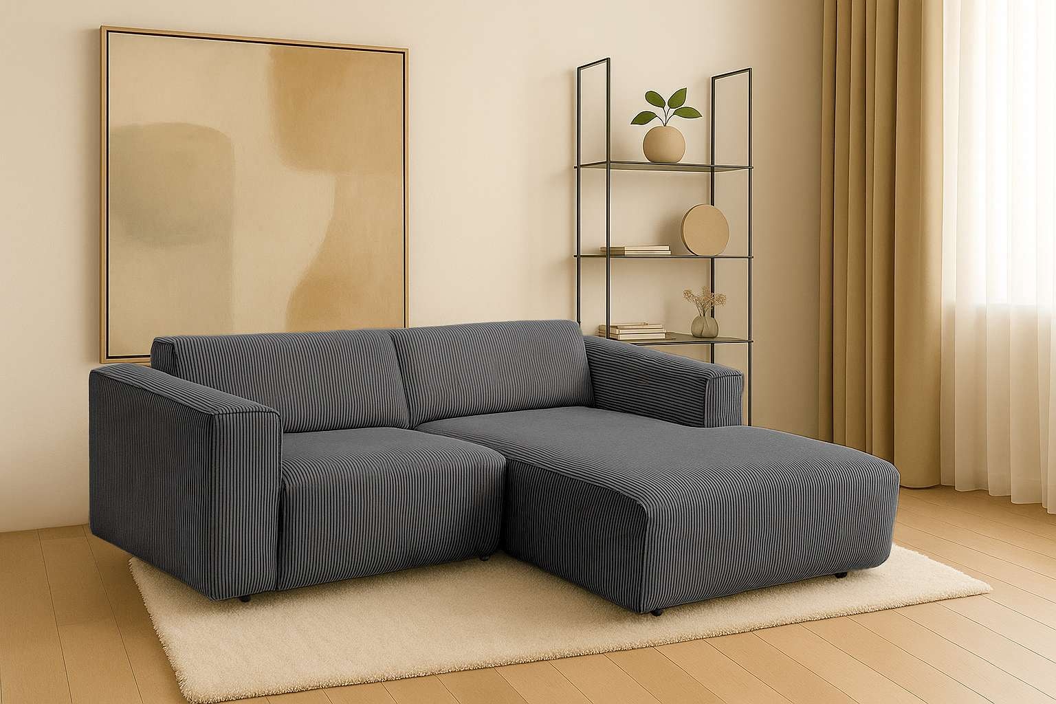 Home affaire Ecksofa "Noord mit Kedernaht, Breite 234 cm, L-Form" Cord, Str günstig online kaufen