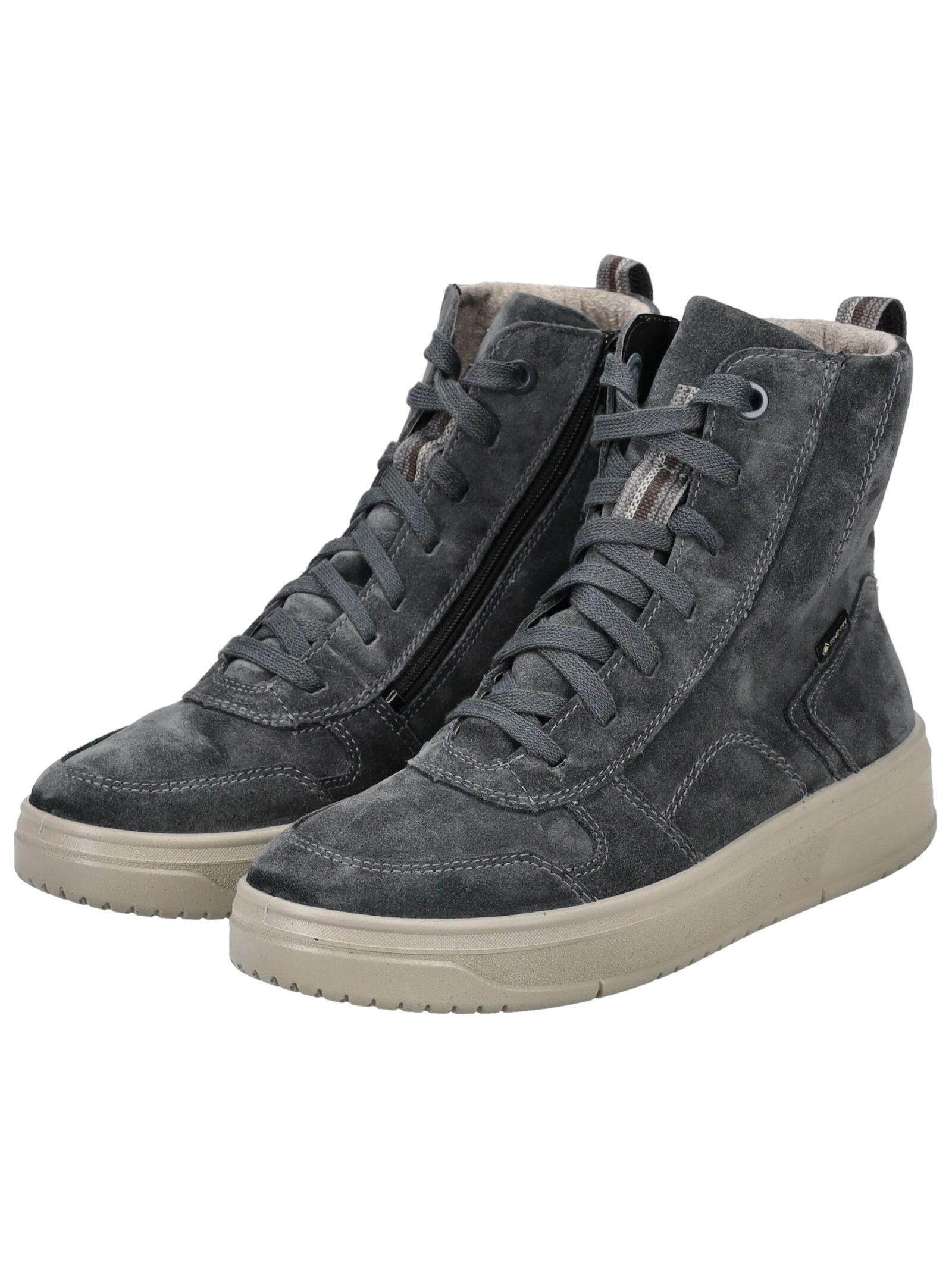 Schnürstiefelette LEGERO "Legero Stiefelette Veloursleder", Damen, Gr. 38,5, grau, Veloursleder, Schuhe Schnürstiefelette 3