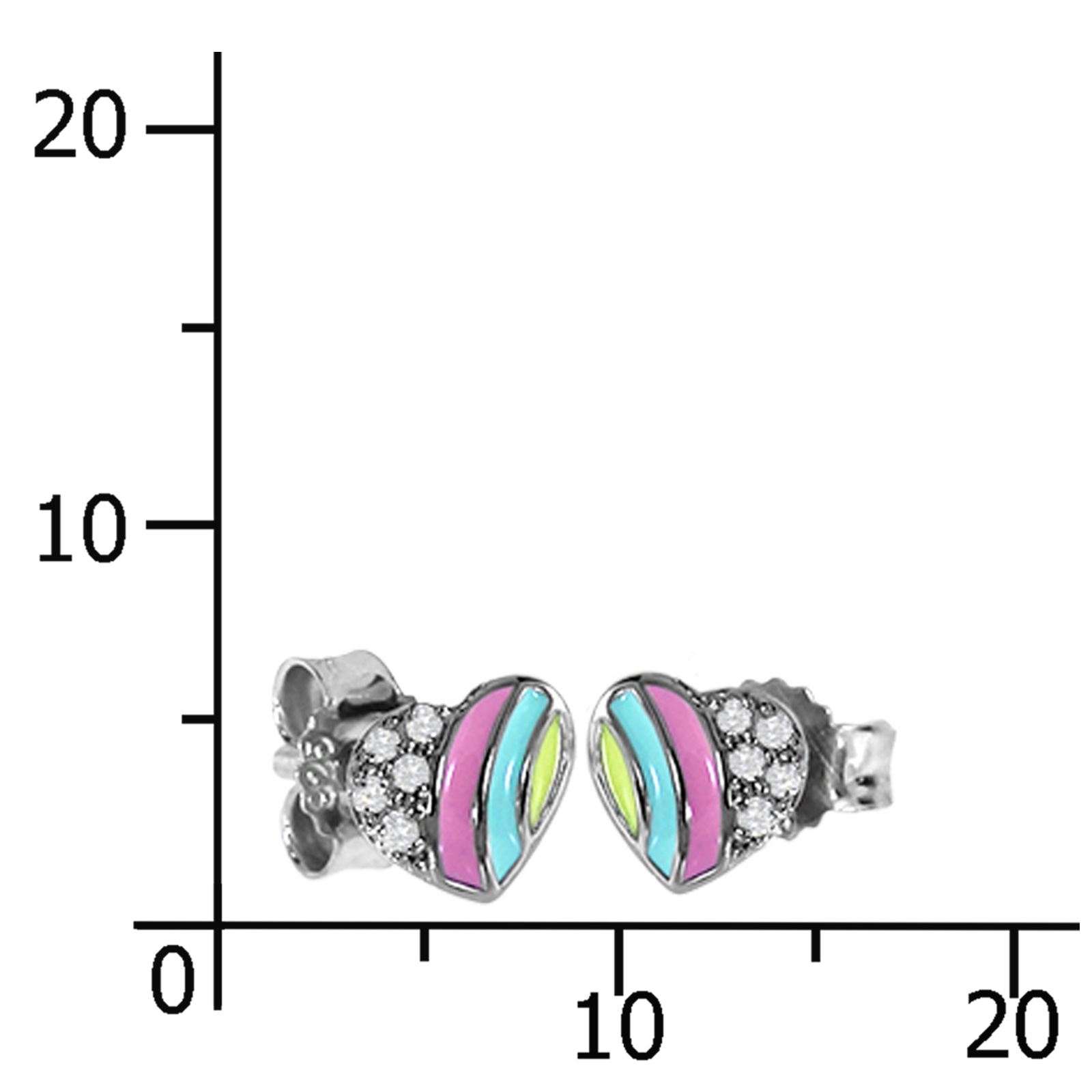 Ostsee-Schmuck Heart Stud Earrings Multicolor 6mm 2