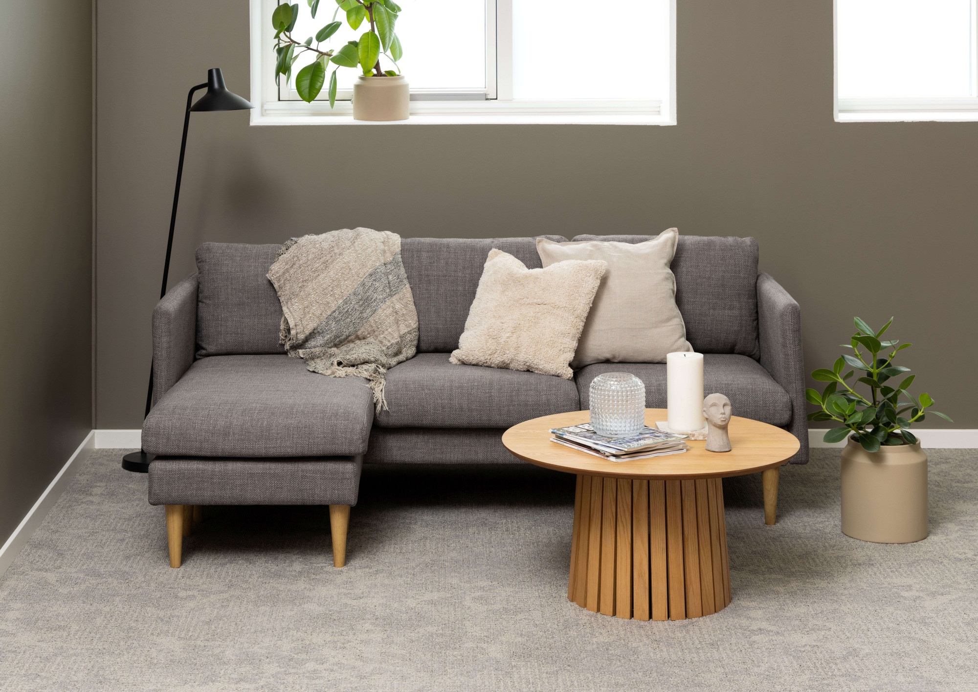 ACTONA GROUP Ecksofa »Milly«, (1 St.), Breite 201 cm, Recamiere links oder rechts, Struktur, Füße Eiche