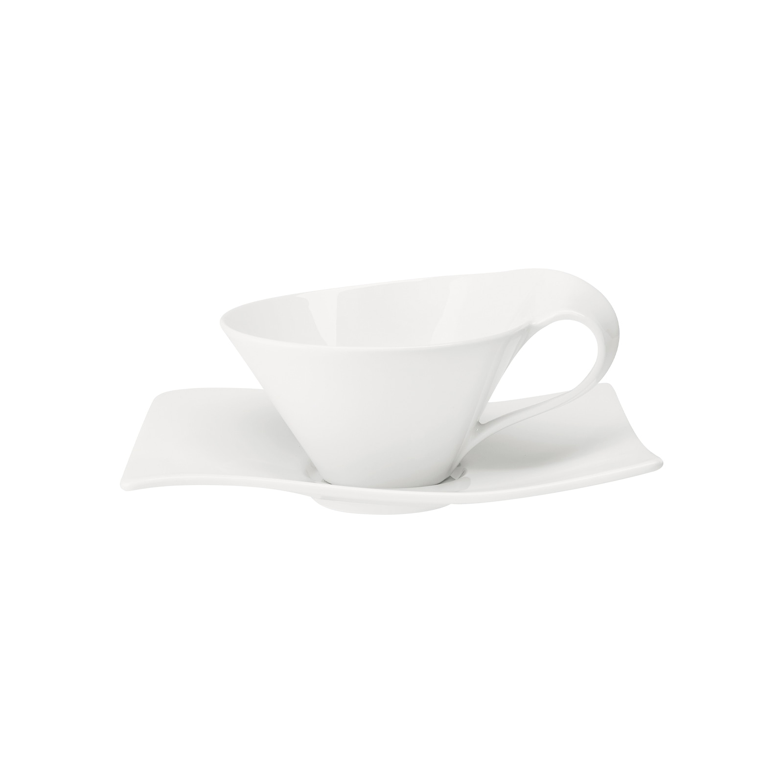 Villeroy & Boch "Teetasse mit Untertasse NewWave 220 ml weiß" Spülmaschinengeeignet, Mikrowellengeeignet