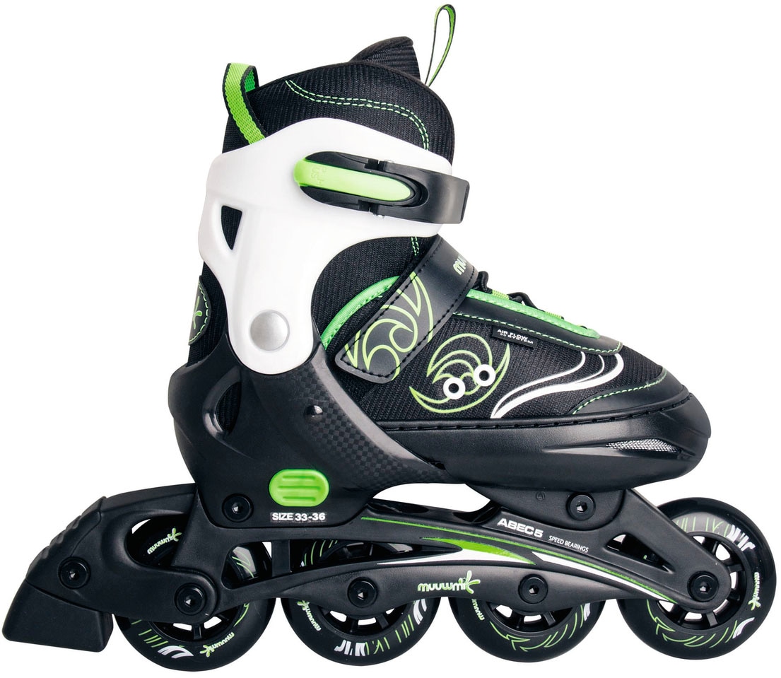 Muuwmi Inlineskates "Verstellbarer Kinderinliner grün, mit Protektoren und Tasche"