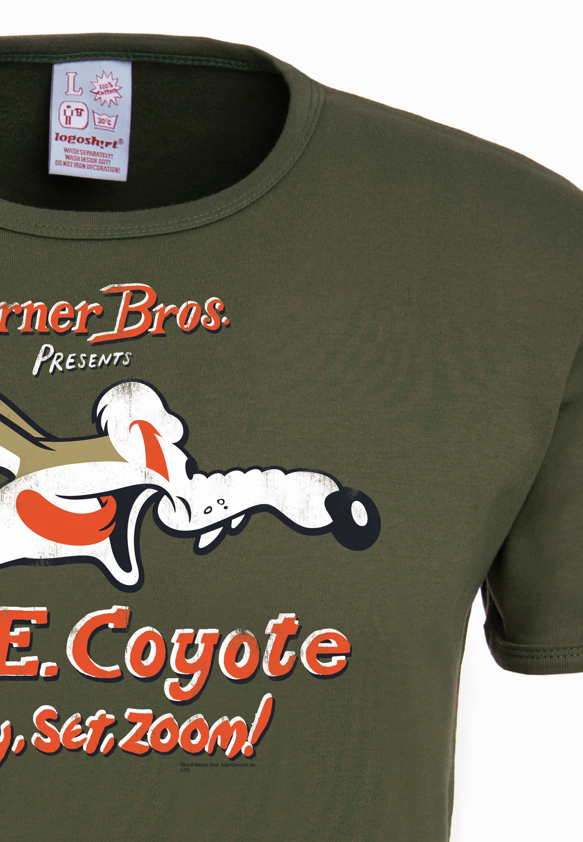 LOGOSHIRT T-Shirt »Coyote«, mit großem Looney Tunes-Druck