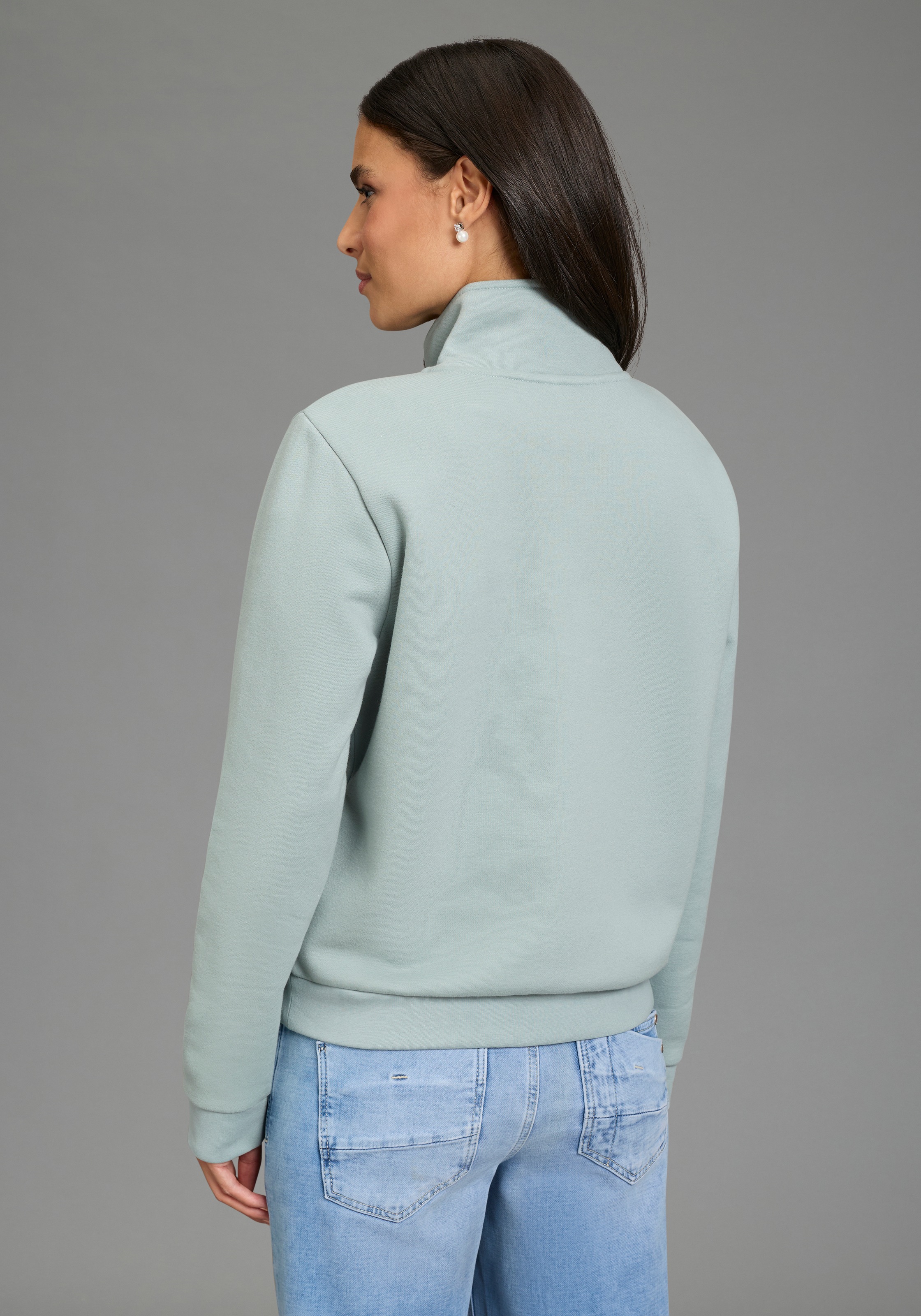 Laura Scott Sweater, Modisch verkürzt mit Troyer‑Kragen und Reißverschluss­ günstig online kaufen