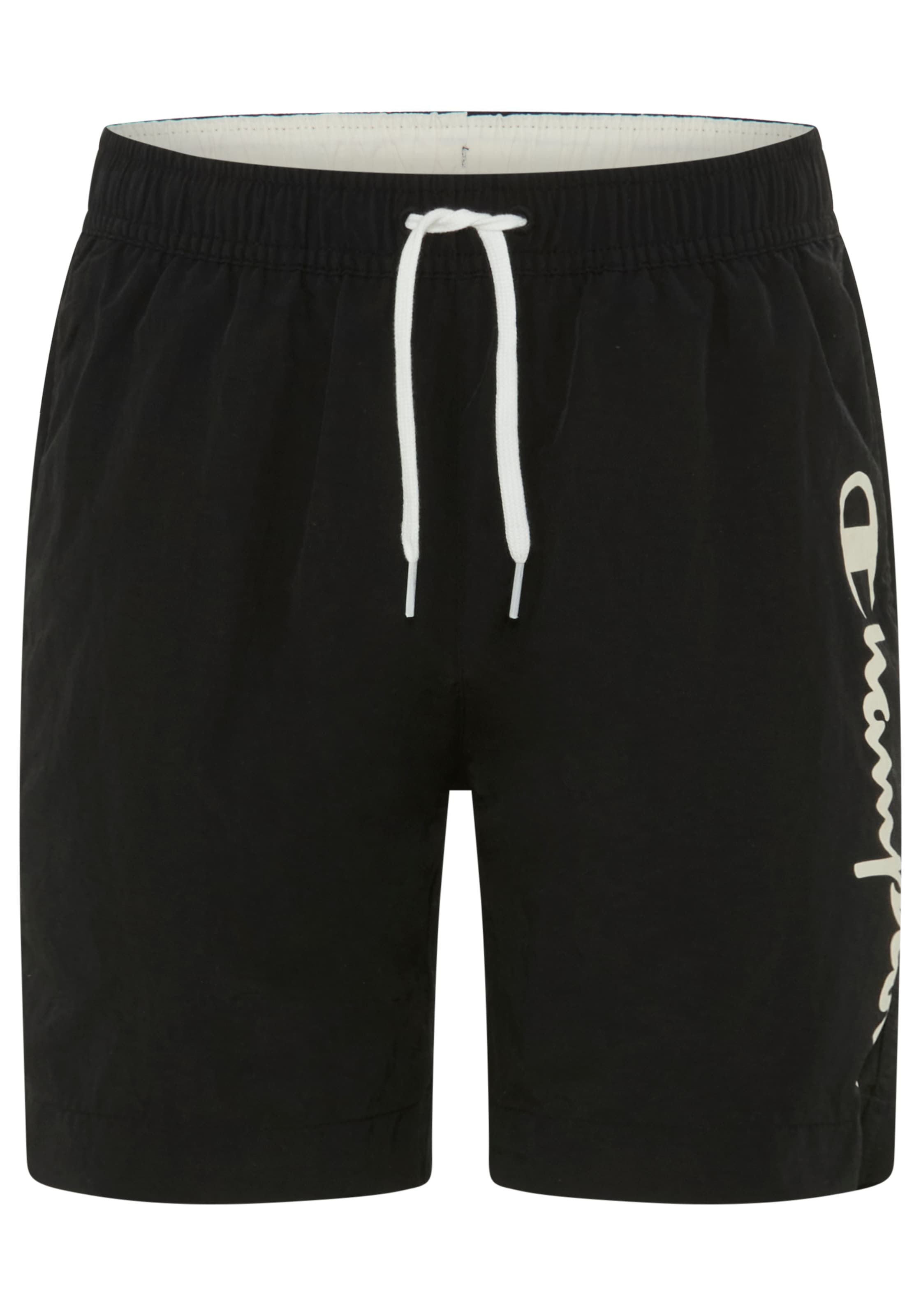 CHAMPION Kinder Badeshorts "Boys' beach shorts with big Logo", schwarz, Gr. S, Polyamid, Badehosen, für Kinder und Jugendliche geeignet, mit