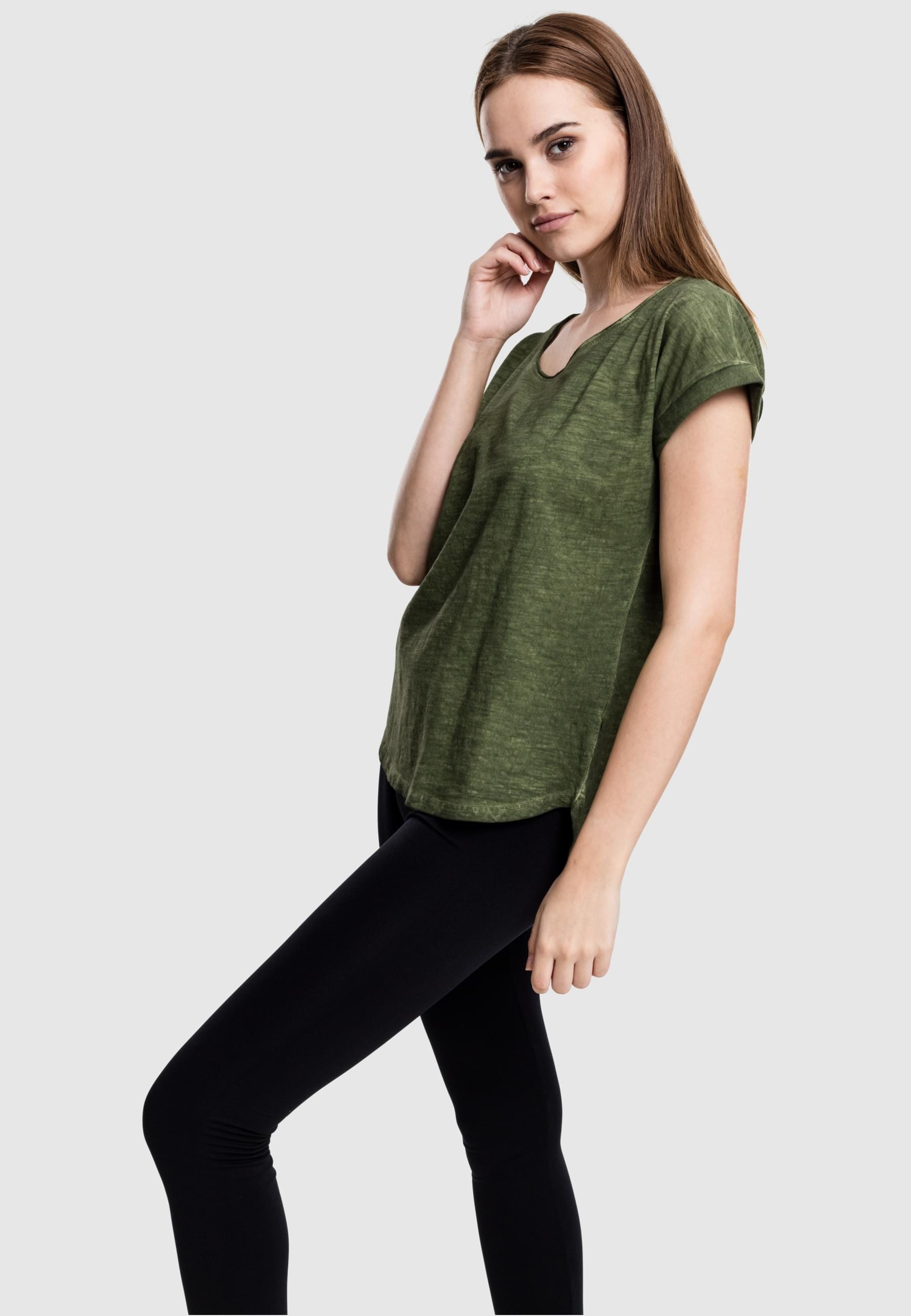 URBAN CLASSICS Kurzarmshirt »Urban Classics Damen Ladies Long Back Shaped Spray Dye Tee«, (1 tlg.)