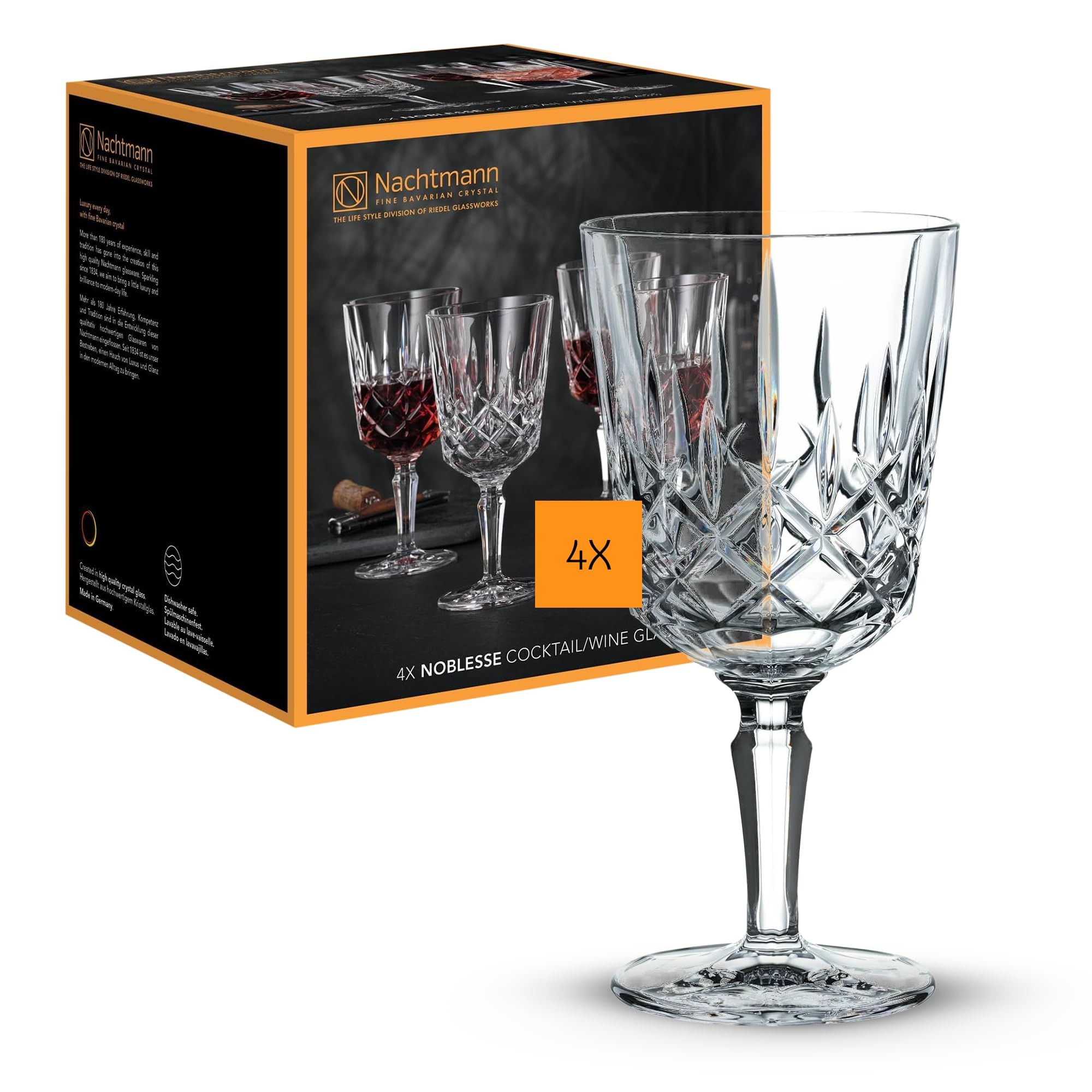 NACHTMANN Weißweinglas "Cocktailgläser / Weingläser Noblesse 355 ml 4er Set transparent", transparent, Trinkgefäße