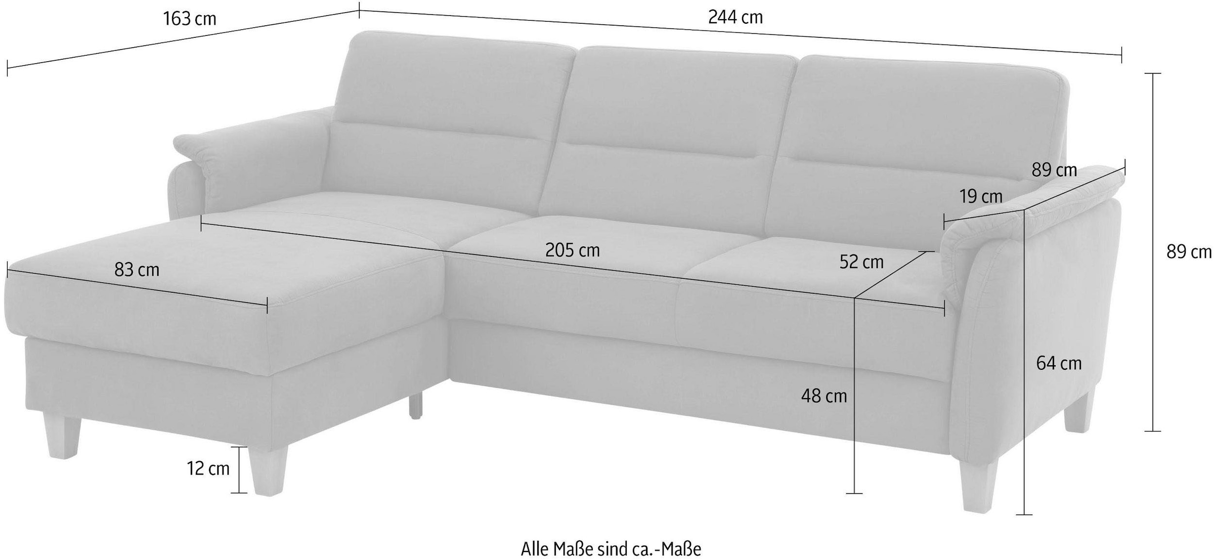 Home affaire Ecksofa »Palmera L-Form«, Federkern, wahlweise mit Bettfunktion und mit/ohne Bettkasten