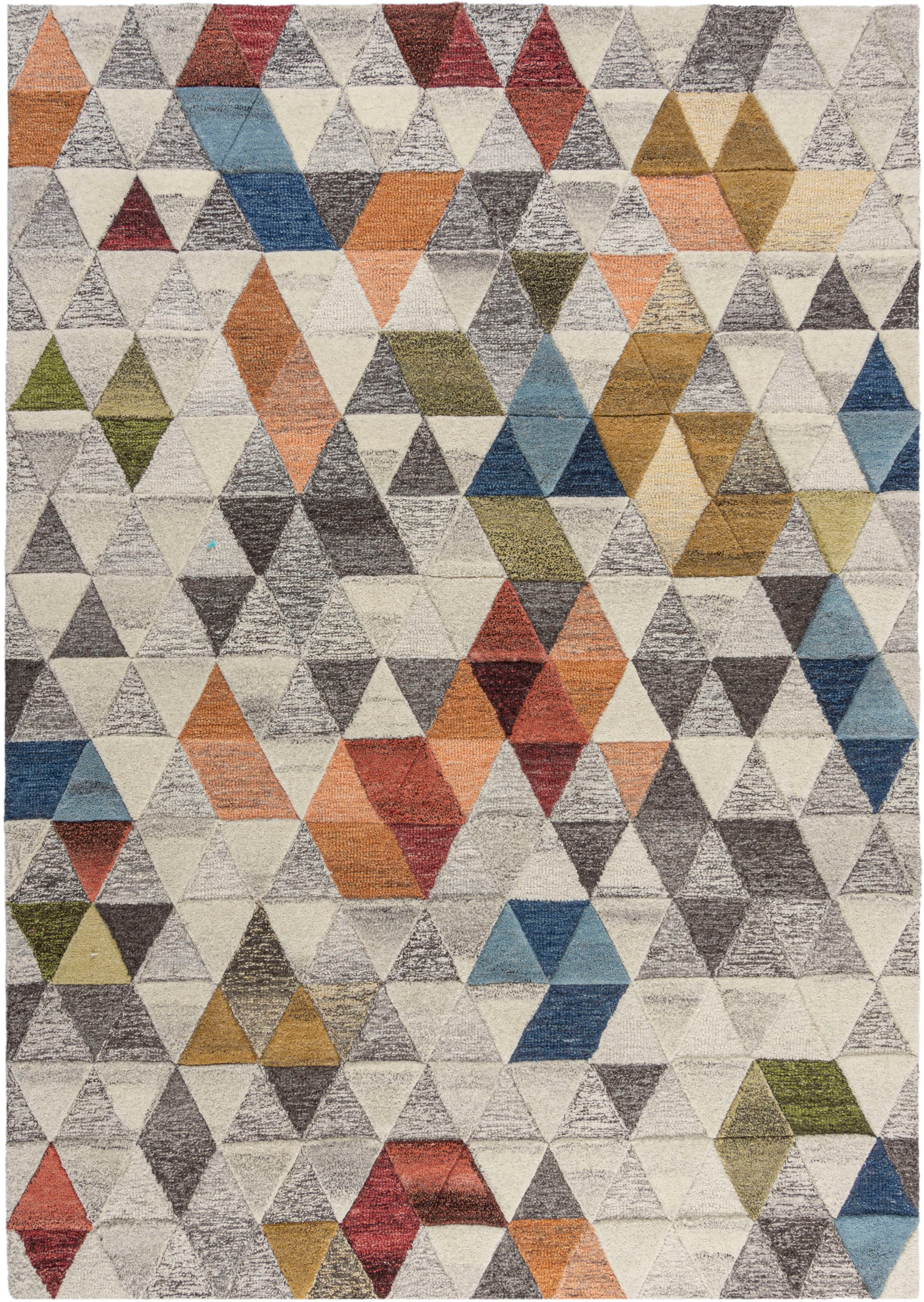 FLAIR RUGS Wollteppich »Amari«, rechteckig, mit Hoch-Tief-Effekt, aus 100% Wolle, grafische & geometrische Muster