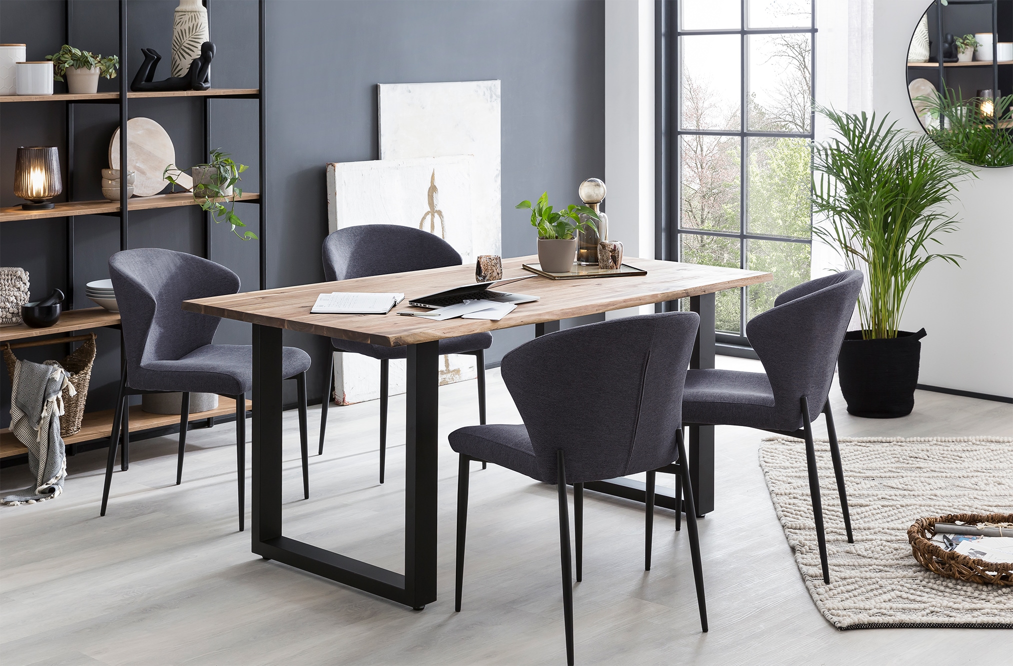 Thumbnail - SalesFever Esszimmerstuhl "Dallas 2er-Set" (Set) 2 Stk. Strukturstoff mit Metallgestell, B 63, H 87, T 56 cm