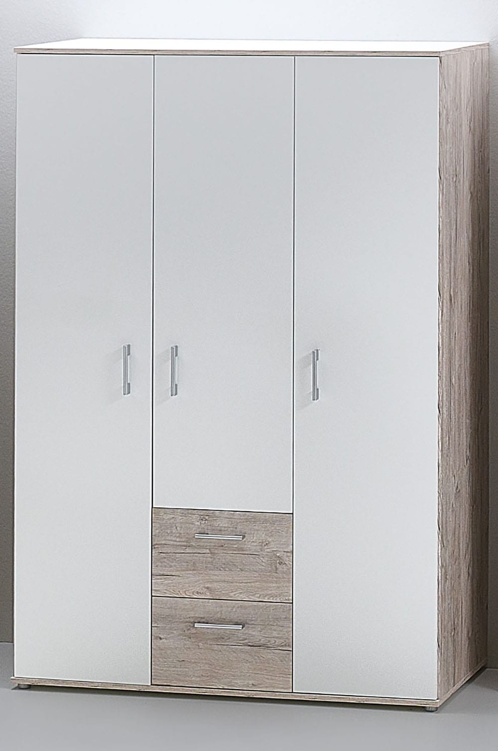 OTTO home Kinderkleiderschrank "Kleiderschrank "Riekke" 3-türig mit 2 Schubkästen" 1 Stk. tlg. 2 Kleiderstangen, 3 Drehtüren, 2 Schubkästen