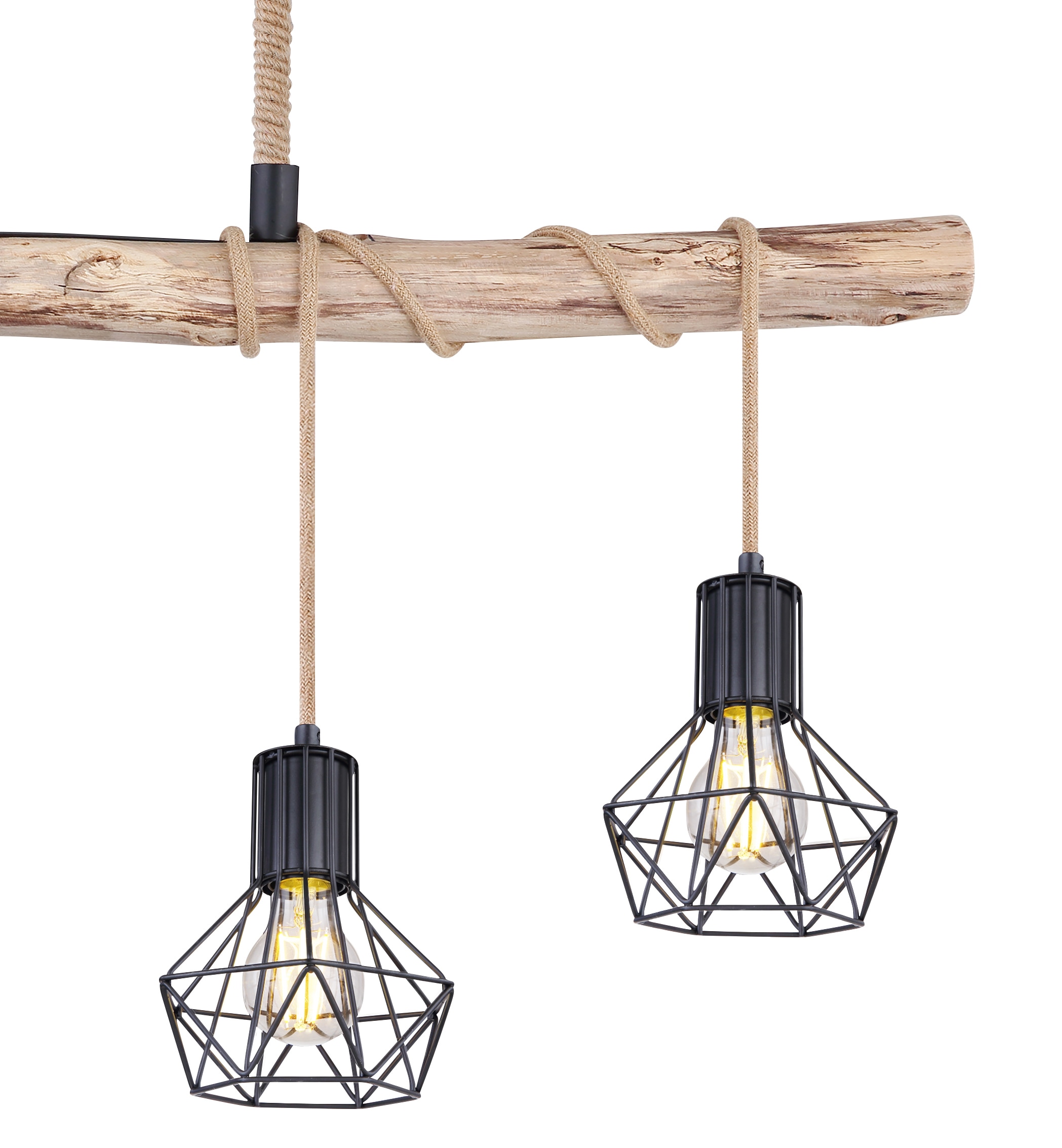 GLOBO LIGHTING Hängeleuchte »PRISKA« E27 1 Stk. Hängeleuchte Schwarz/Holz/Hanf, E27