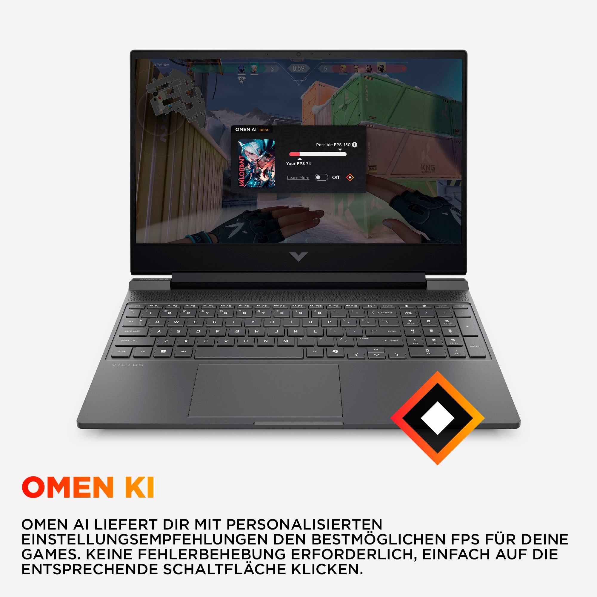 HP Gaming-Notebook »Victus 15-fb3073ng«, 39,6 cm, / 15,6 Zoll, AMD, Ryzen™ AI 7, GeForce RTX 5060, 1000 GB SSD
