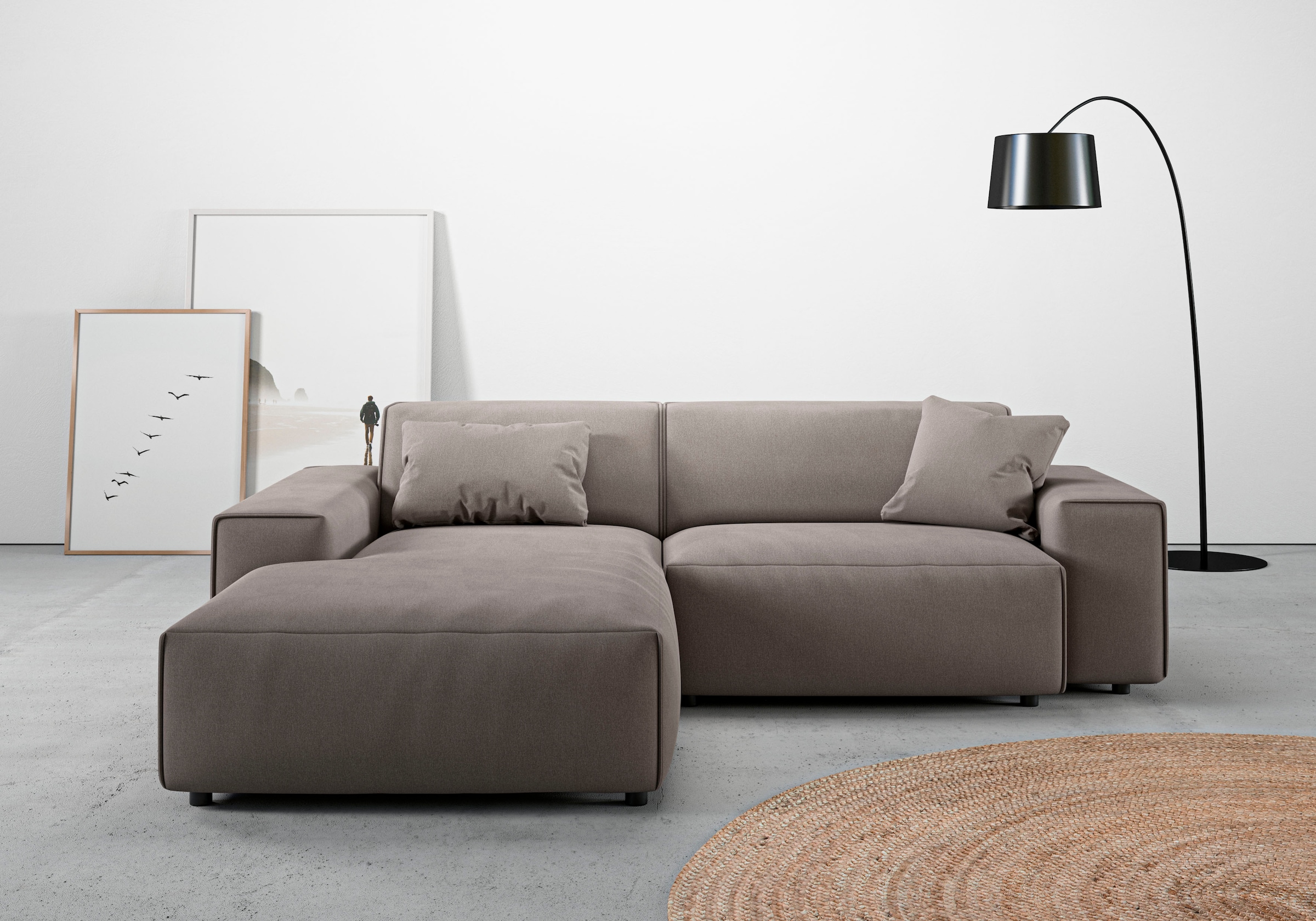 Home affaire Ecksofa "Glimminge L-Form auch in Breitcord, Feincord + Easy care-Bezug," Breite 234, Zierkissen