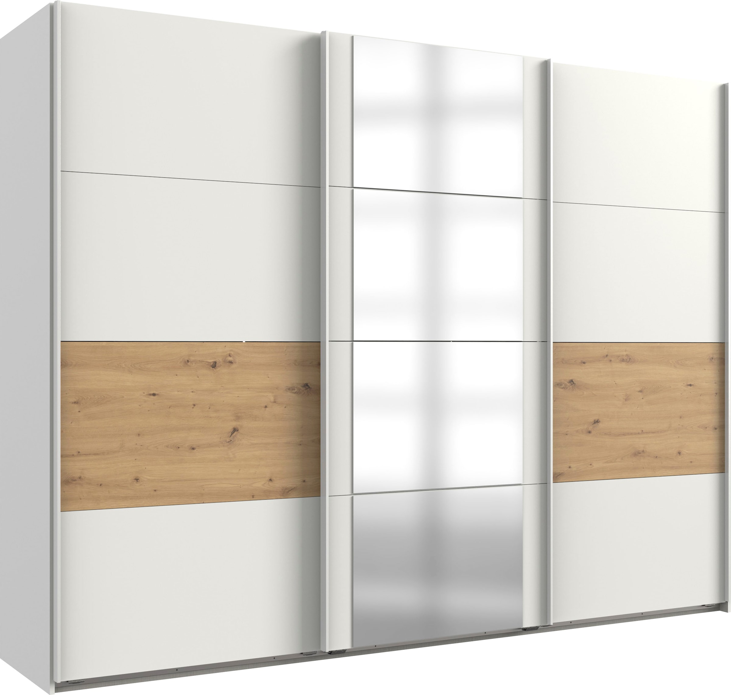 Wimex Schwebetürenschrank "Barmbek Schlafzimmerschrank Garderobenschrank" Kleiderschrank mit 2 Stoffboxen und 2 zusätzlichen Böden, Spiegeltür