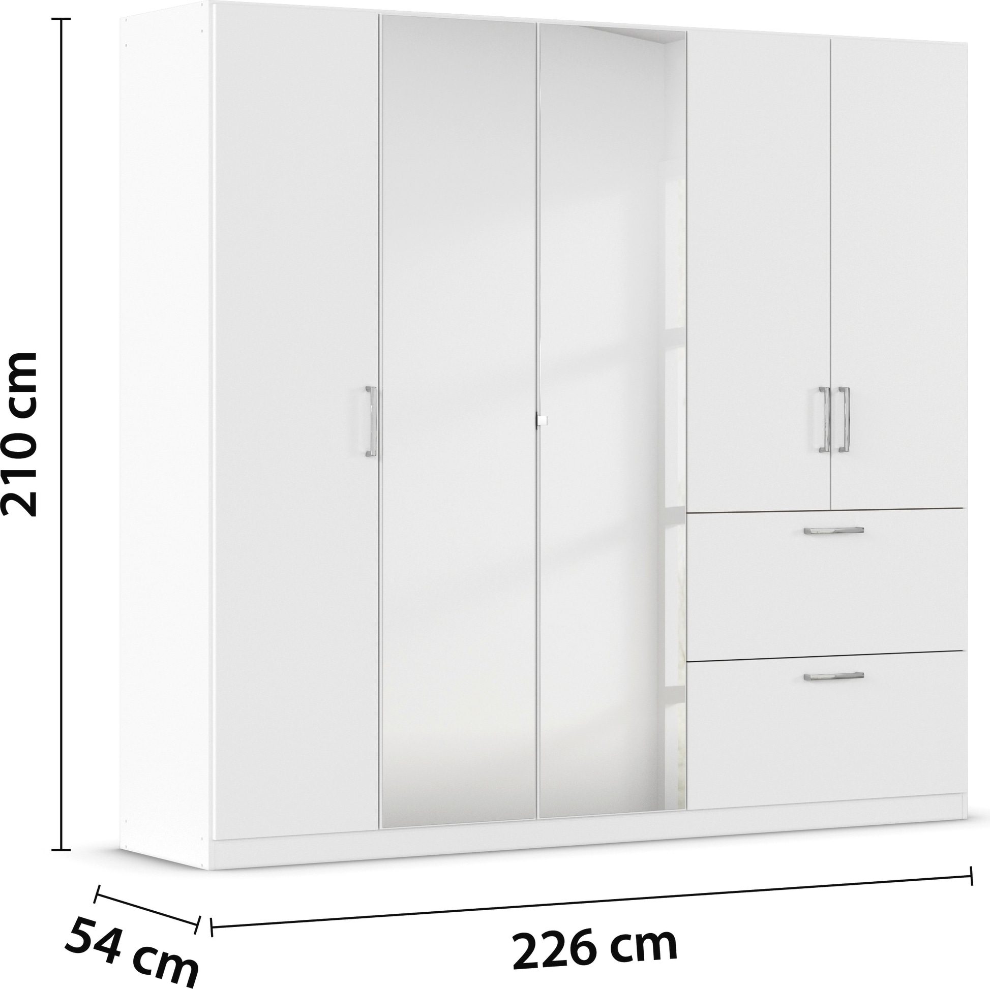 rauch Drehtürenschrank »Kleiderschrank Schrank Garderobe Schlafzimmerschrank PADUA«, voll aufgelegte Spiegeltüren, zwei große Schubladen MADE IN GERMANY