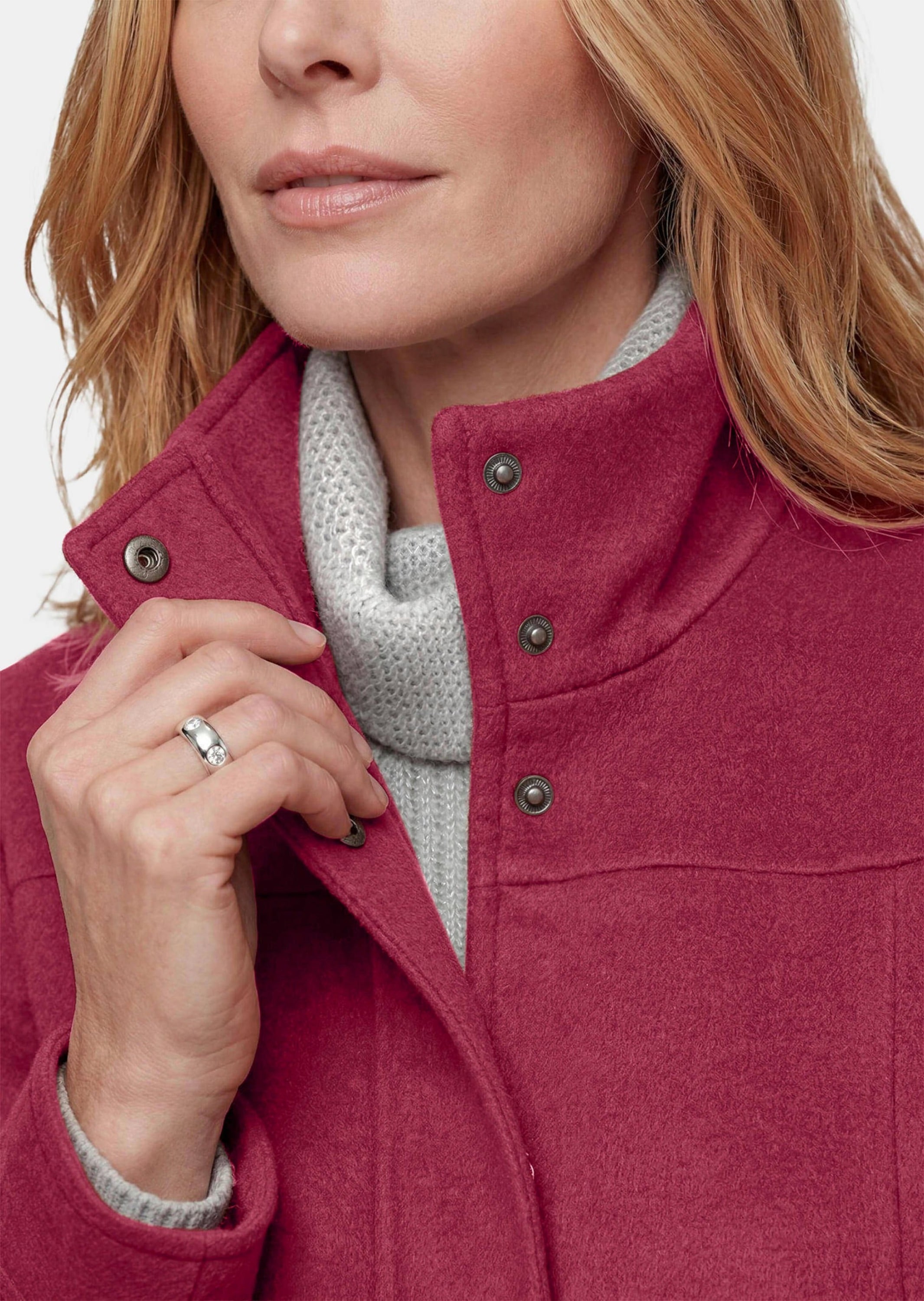 GOLDNER Kurzjacke »Kurzgröße Longjacke mit Stehkragen« Passformnähte im Vorderteil