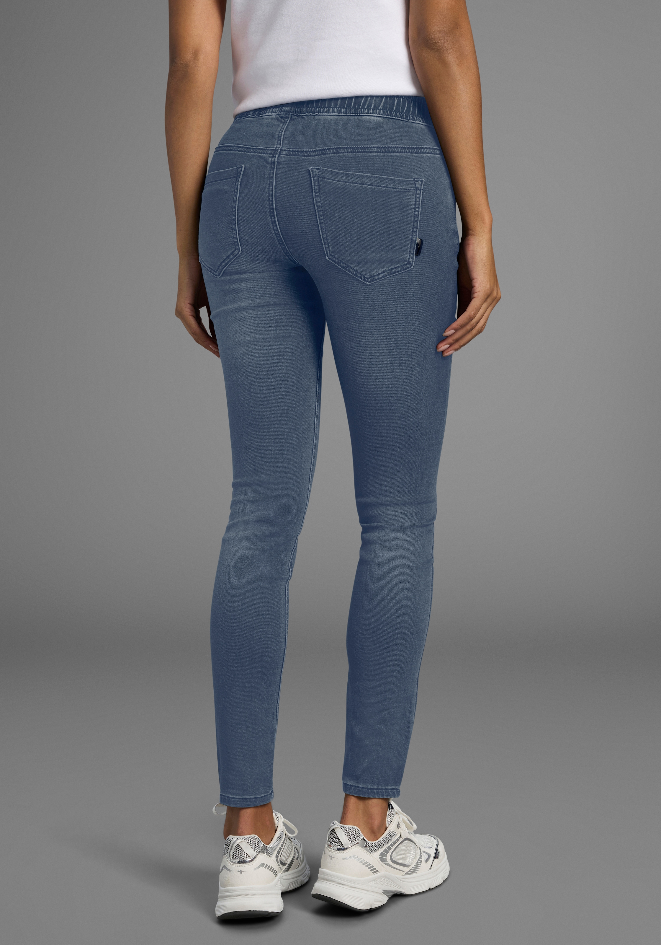 Arizona Stretch-Jeans weites Bein,  normale Leibhöhe,  knöchellang,  mit Used-Waschung