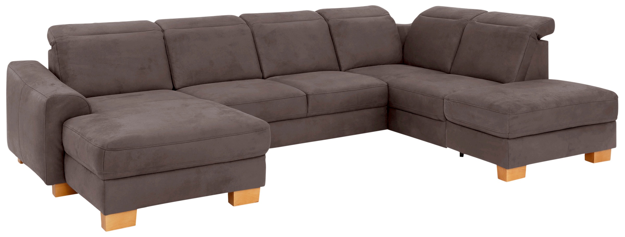 Wohnlandschaft HOME AFFAIRE "Dundee U-Form", braun (nuss), B:338cm H:86cm T:219cm, Luxus-Microfaser Florence (100% Polyester), Sofas, Wohnlandschaft, wahlweise mit Kopfteilverstellung und zusätzlich mit Bettfunktion 2