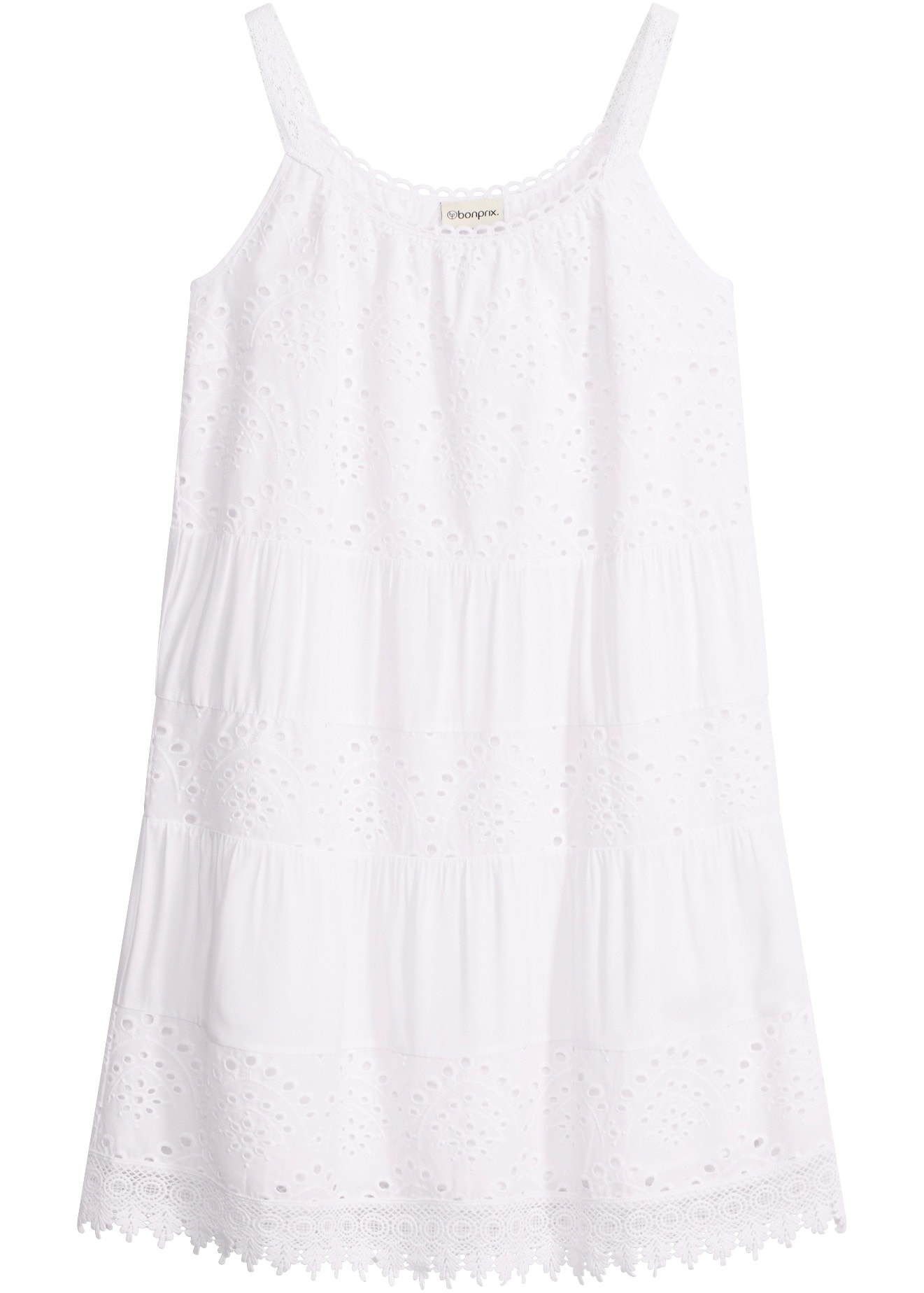 bonprix Trägerkleid kurzes Sommerkleid, mit Spitze, Loose Fit Passform