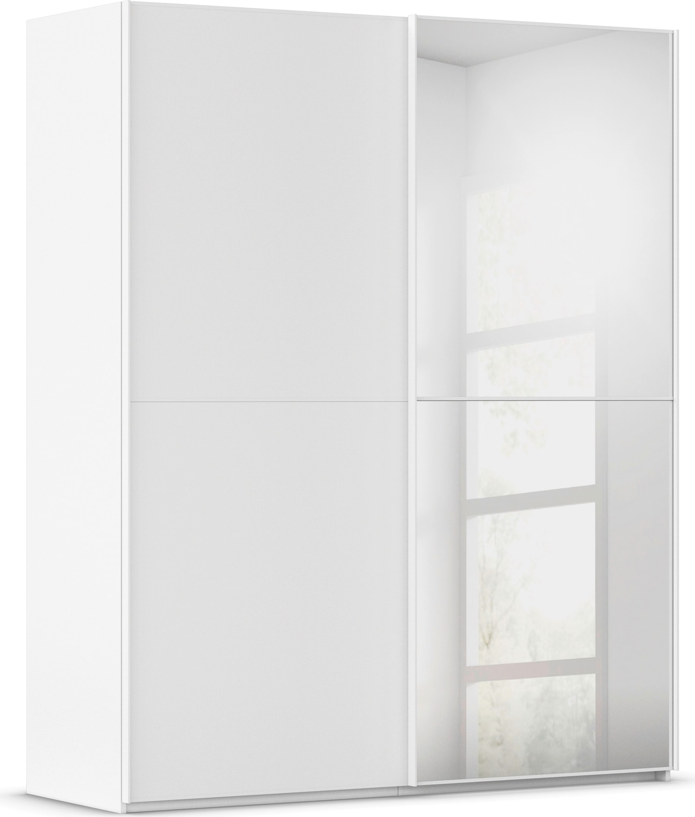 rauch Schwebetürenschrank "Kleiderschrank Schrank Garderobe Schlafzimmerschrank SCALE-DUO" edle zweigeteilte Türen, Spiegel und 3 Zierleisten MADE IN GERMANY