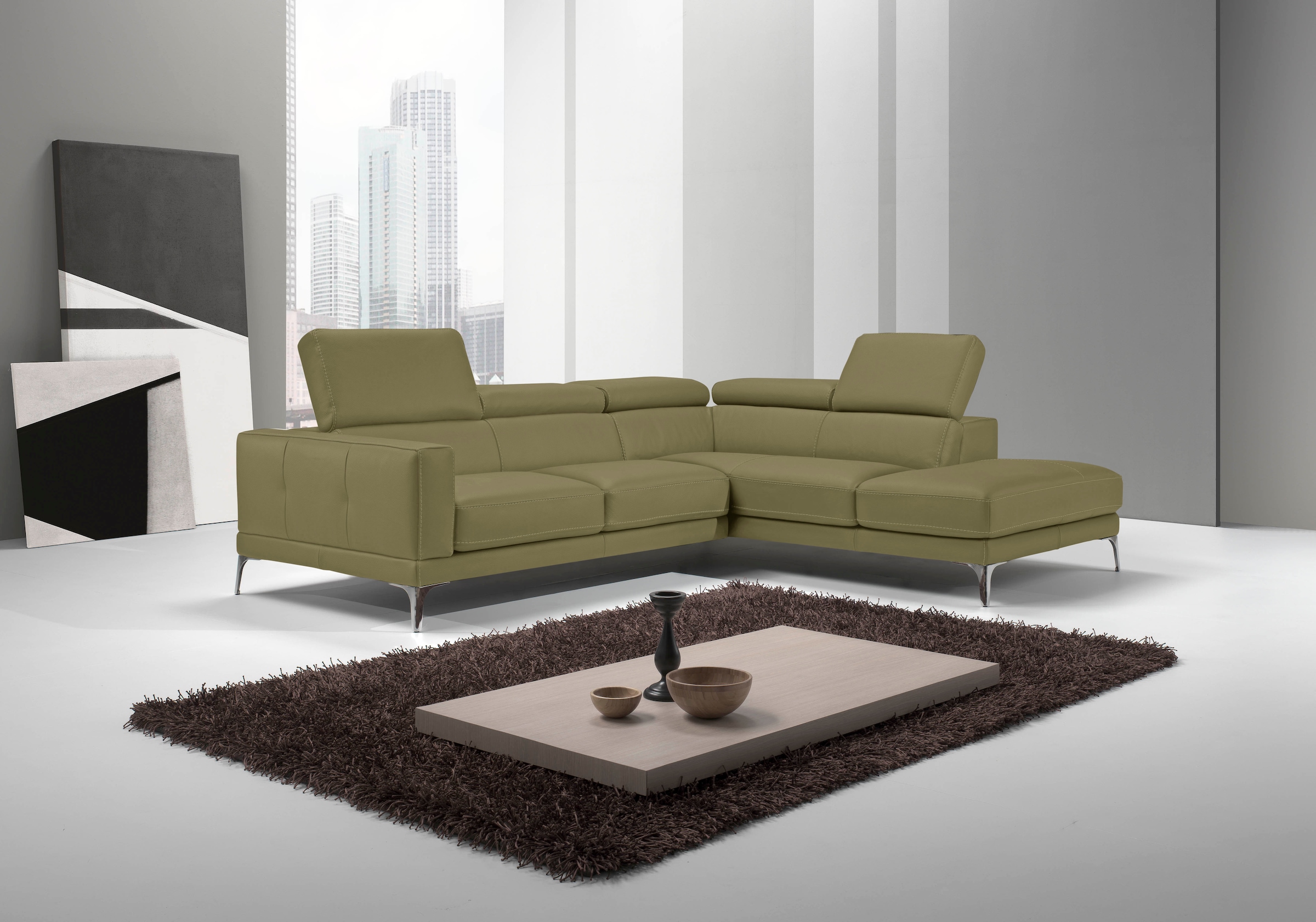 Egoitaliano Ecksofa "Claudie, Designsofa mit extrakomfortablem Sitzkomfort, L-Form" Inkl. Kopfteilverstellung, L-Form