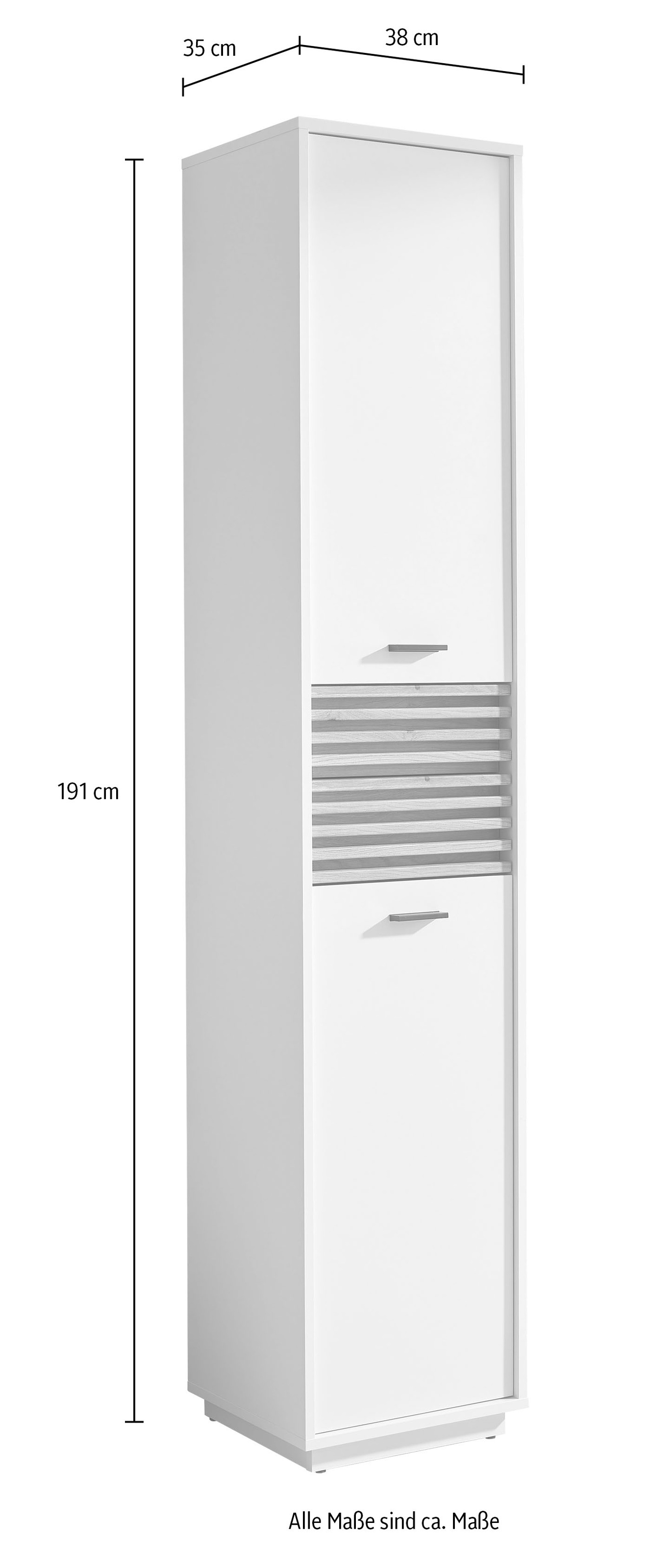 BASIC by Balculina Hochschrank »Liguria B/H/T 38x191x35 cm« 1 Stk. tlg. Breite 38cm, Unterflurauszug, FSC-Mix 70%