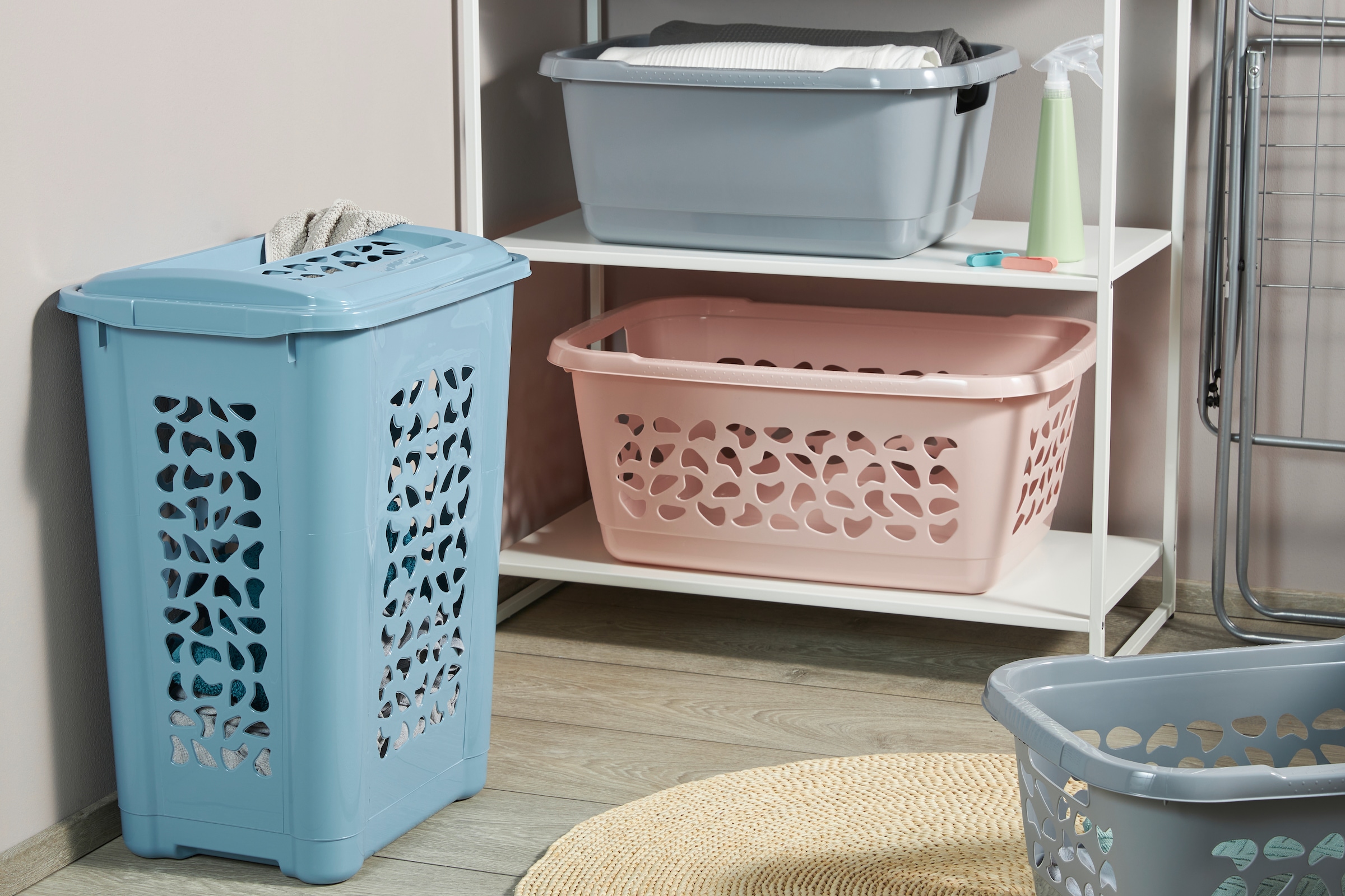 keeeper Wäschewanne »aenna, 2er Set, 65 x 44 x 28 cm, 52 l« praktische Griffe, platzsparend ineinander nestbar