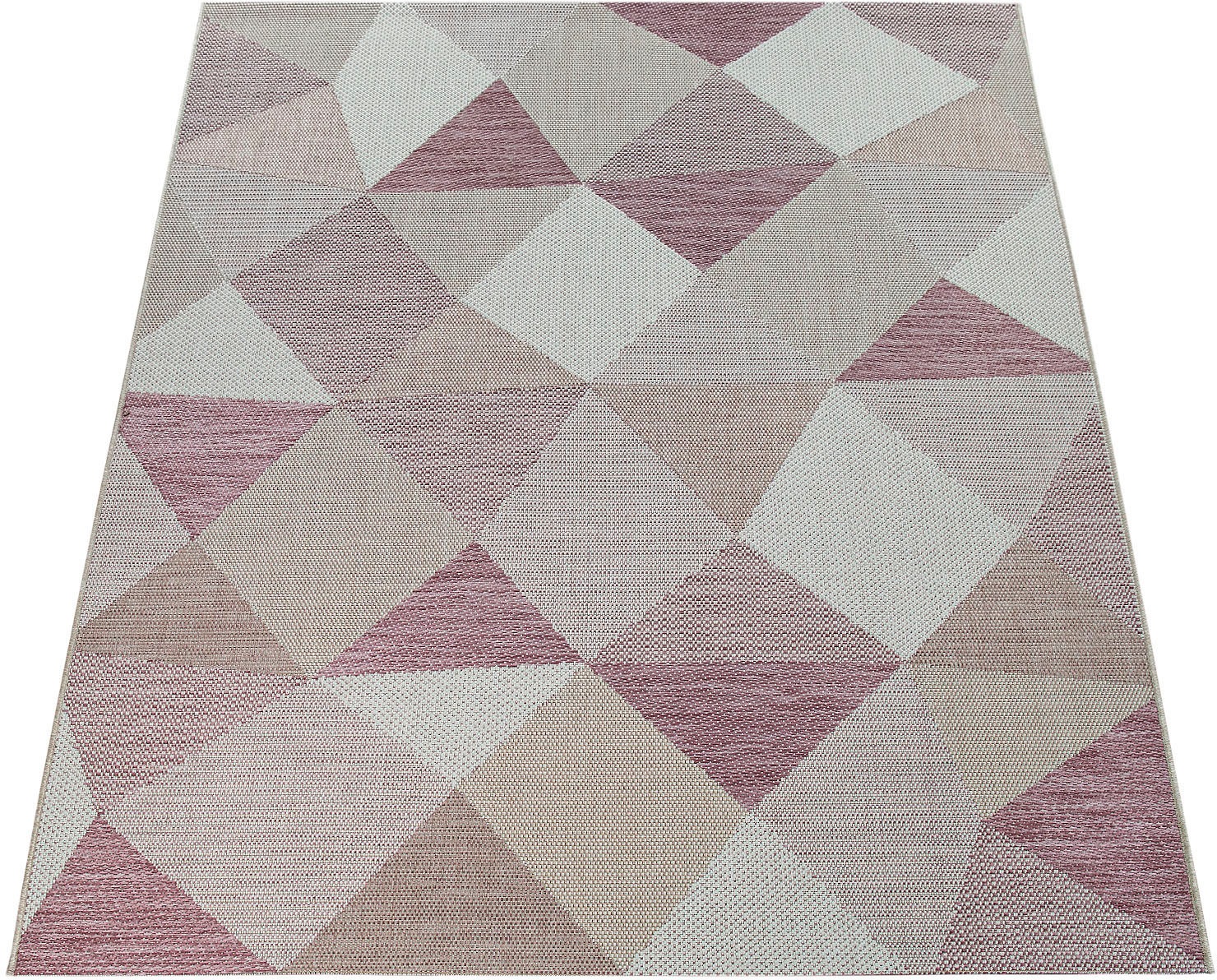 Paco Home Teppich »Kortrijk 743«, rechteckig, 4 mm Höhe, Flachgewebe, modernes Design, Pastell-Farben, In- und Outdoor geeignet