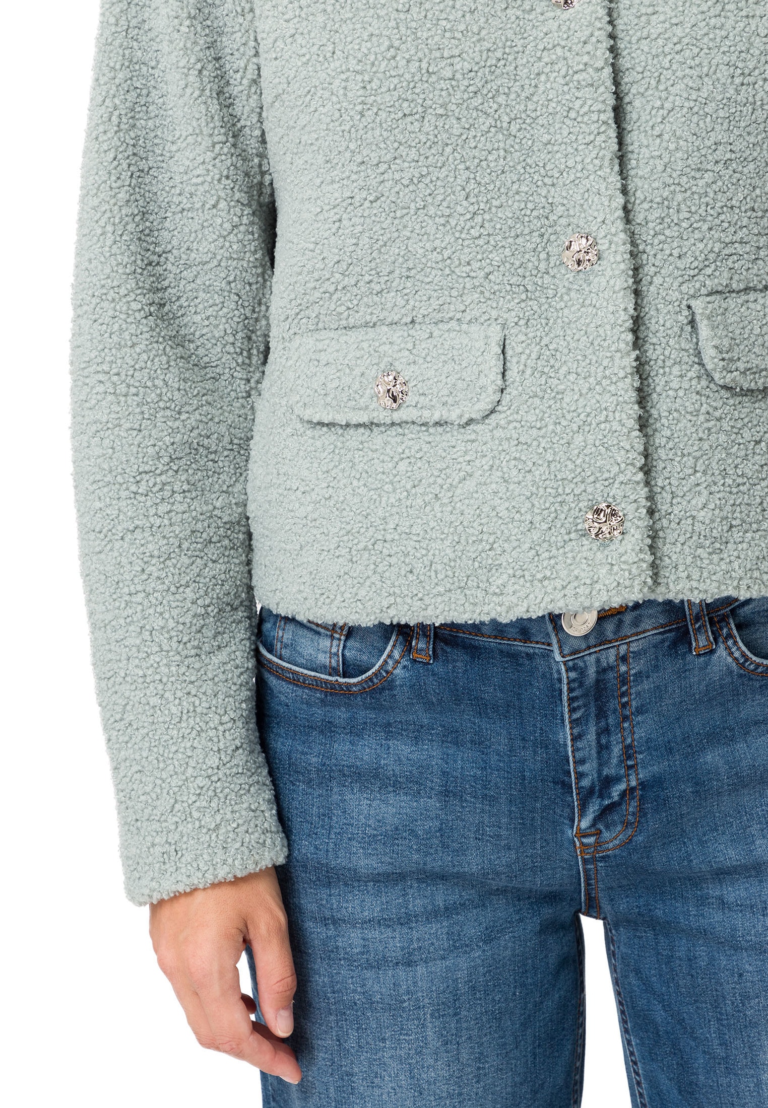 Zero Jackenblazer »zero Blazerjacke im Teddyfellstyle«, Knopfleiste