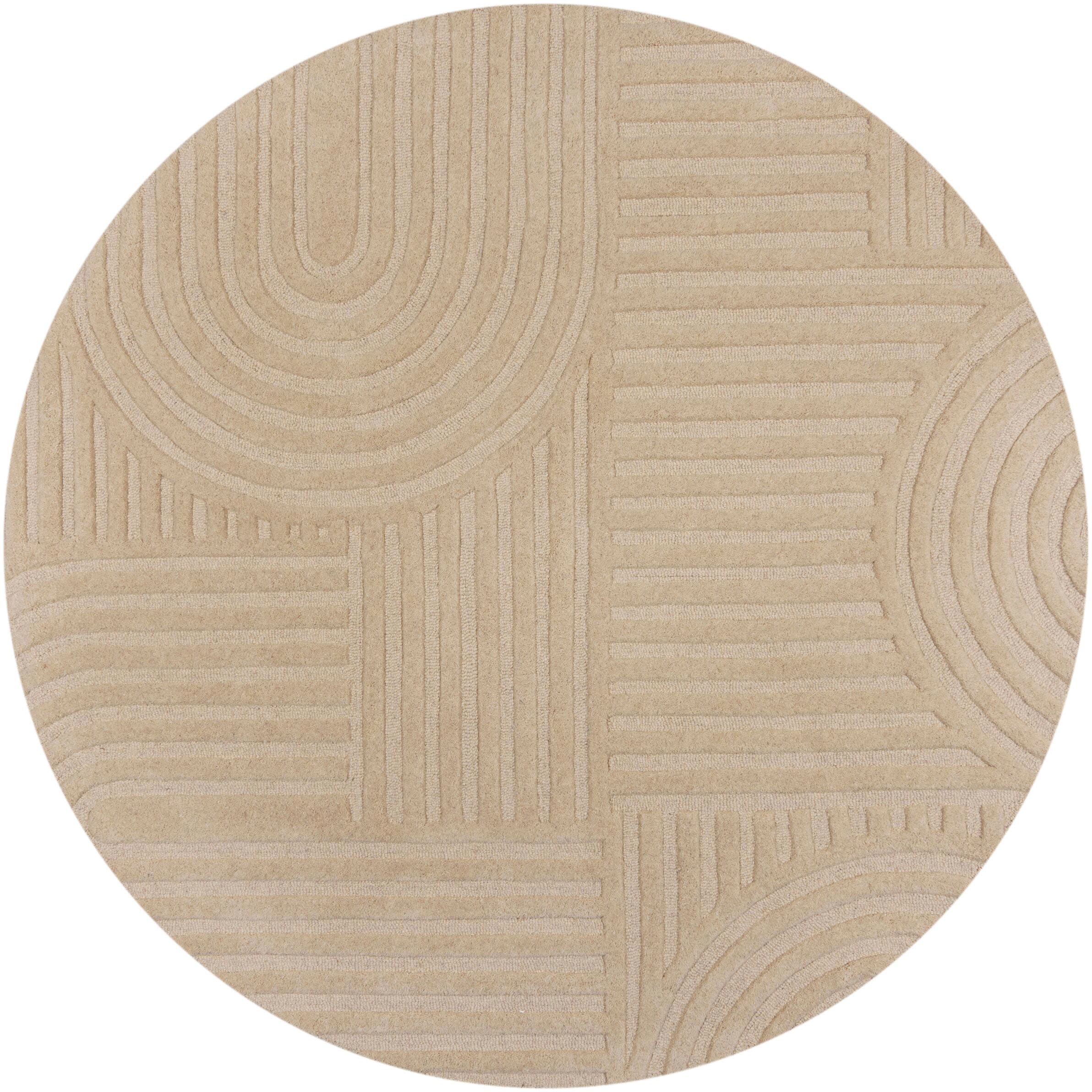 FLAIR RUGS Teppich "ZEN GARDEN" rund 14 mm Höhe 100% Wolle, Hoch-Tief-Effek günstig online kaufen