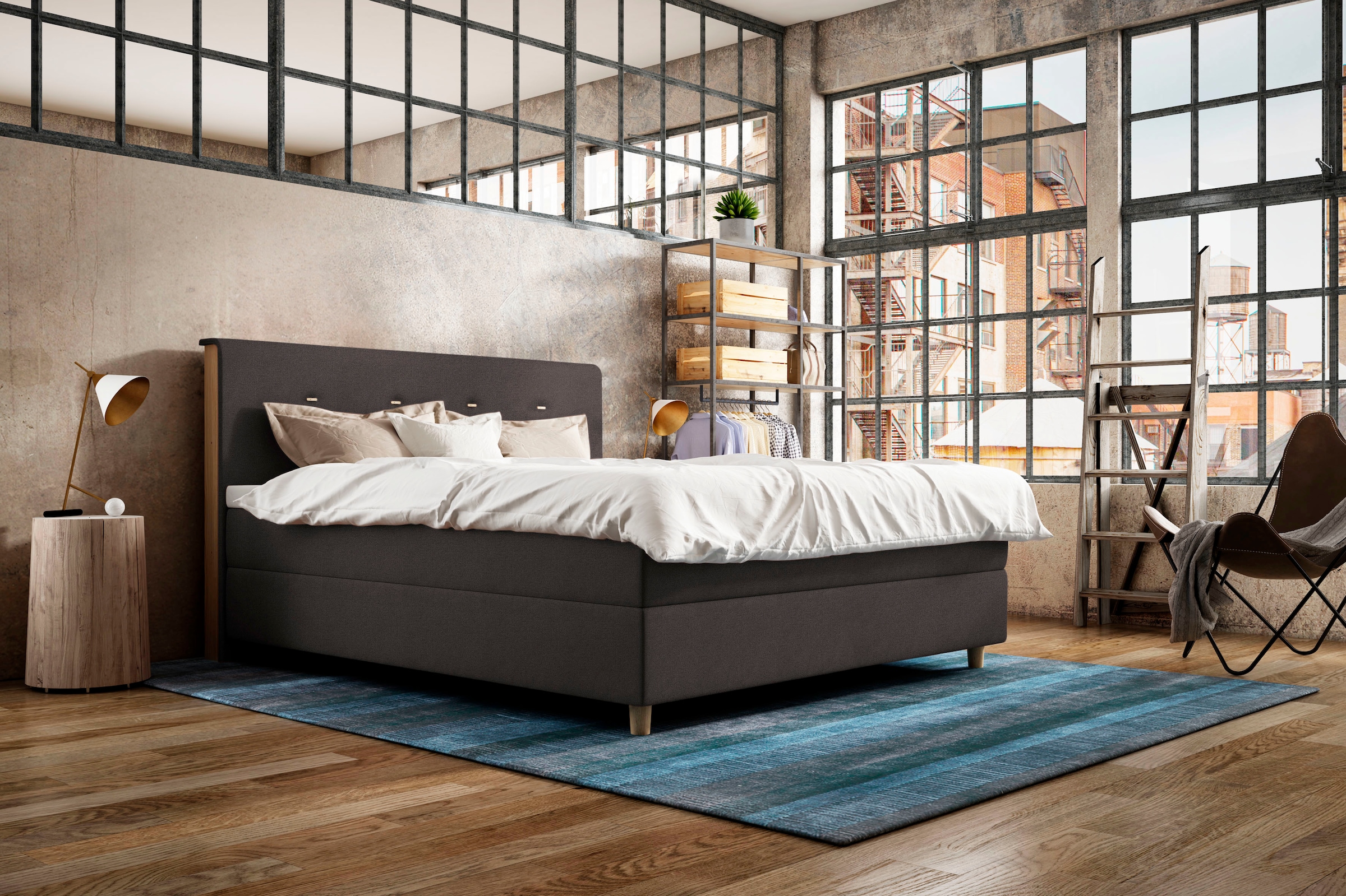 Schlaraffia Boxspringbett »Elvis«, inkl. BULTEX® Topper, Holzfuß in Eiche