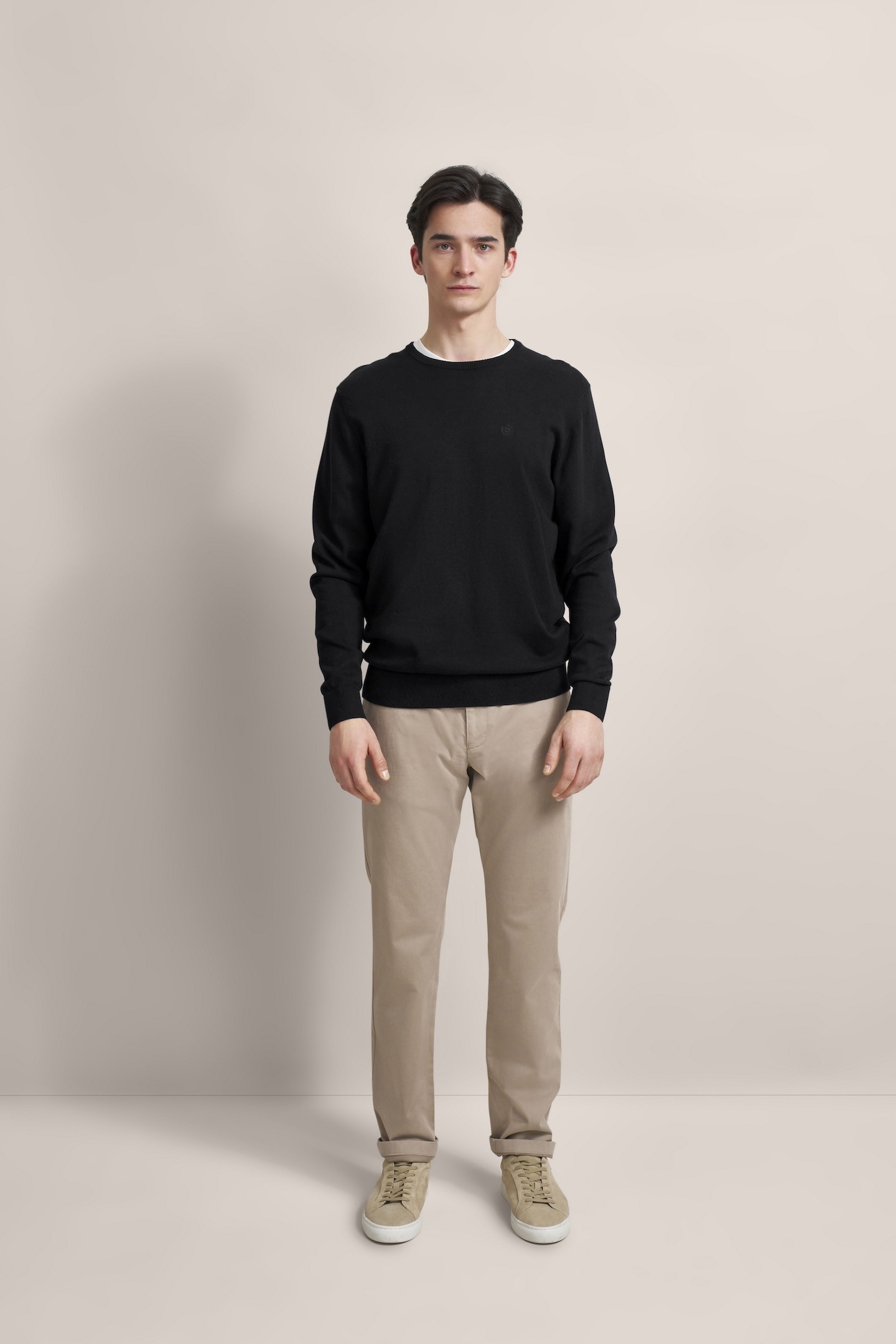 Rundhalspullover BUGATTI "Basic Essential", Herren, Gr. XL, schwarz, 100% Baumwolle, regular fit, Rundhals, Rippbündchen, Pullover Rundhalspullover, aus reiner Baumwolle 3