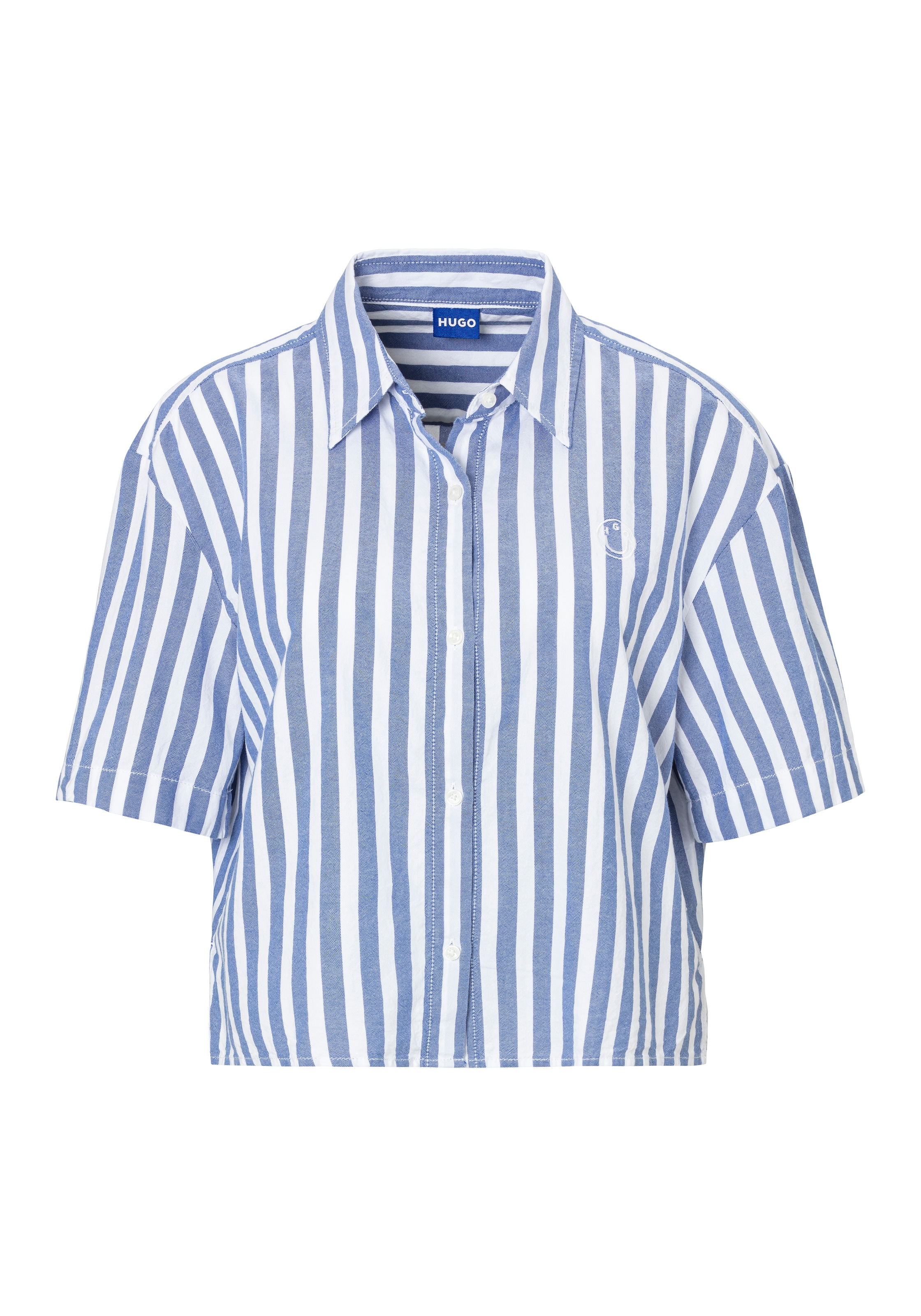 HUGO Blue Klassische Bluse "Eleisa", Oxford Qualität, Logostickerei günstig online kaufen