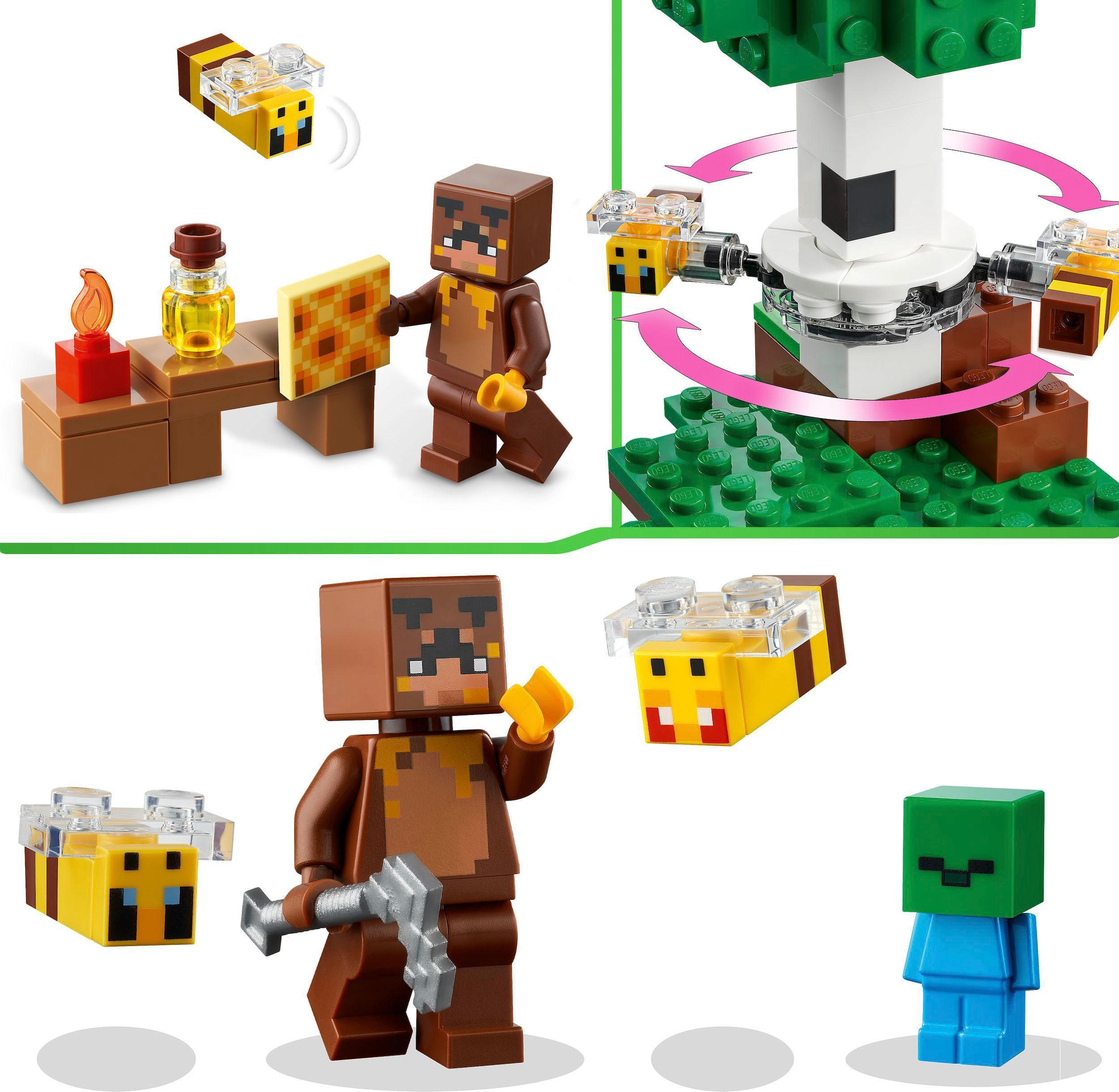 LEGO® Konstruktionsspielsteine »Das Bienenhäuschen (21241), LEGO® Minecraft«, (254 St.), Made in Europe