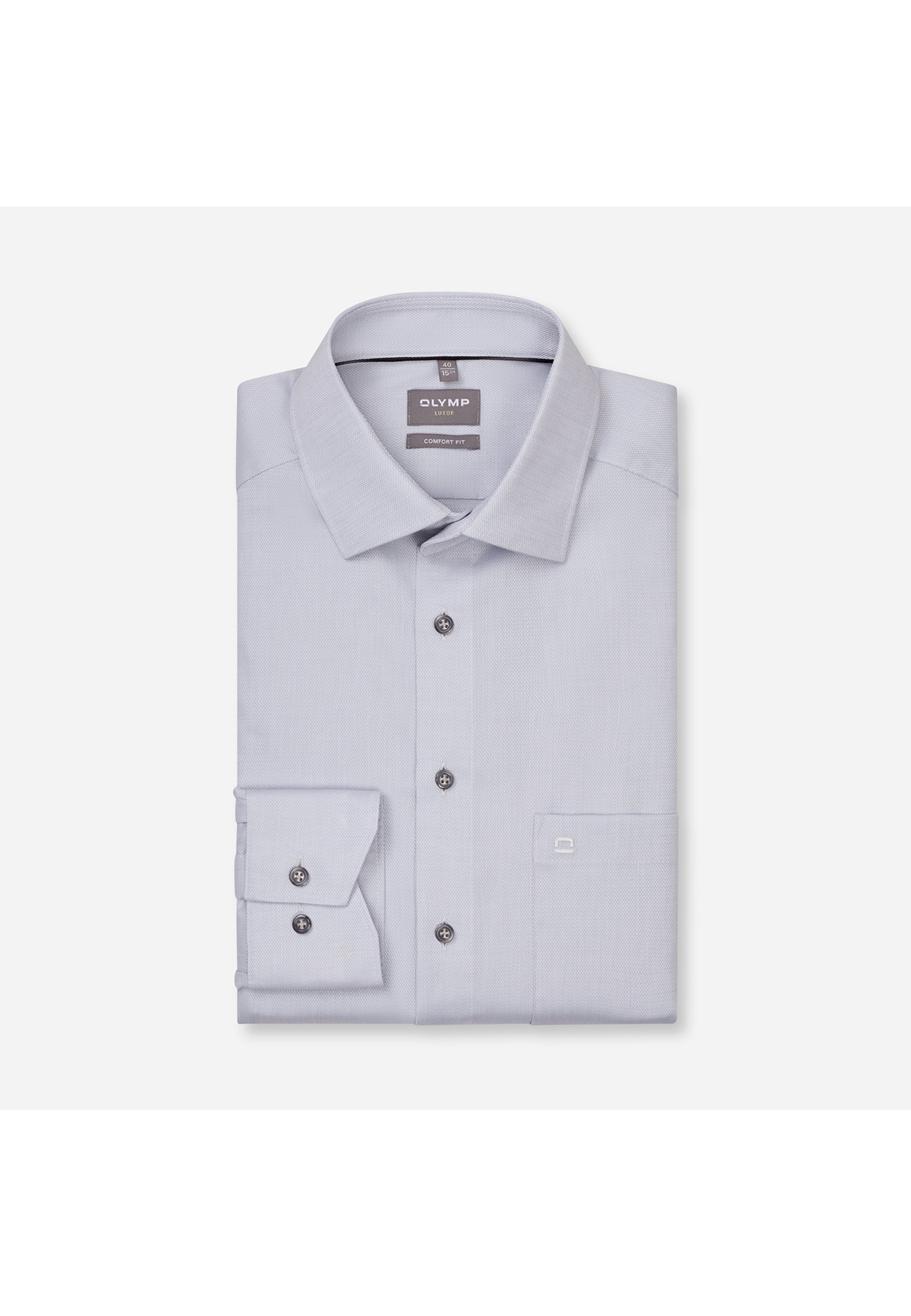 OLYMP Luxor Business Shirt Silver-Gray Size 47 6