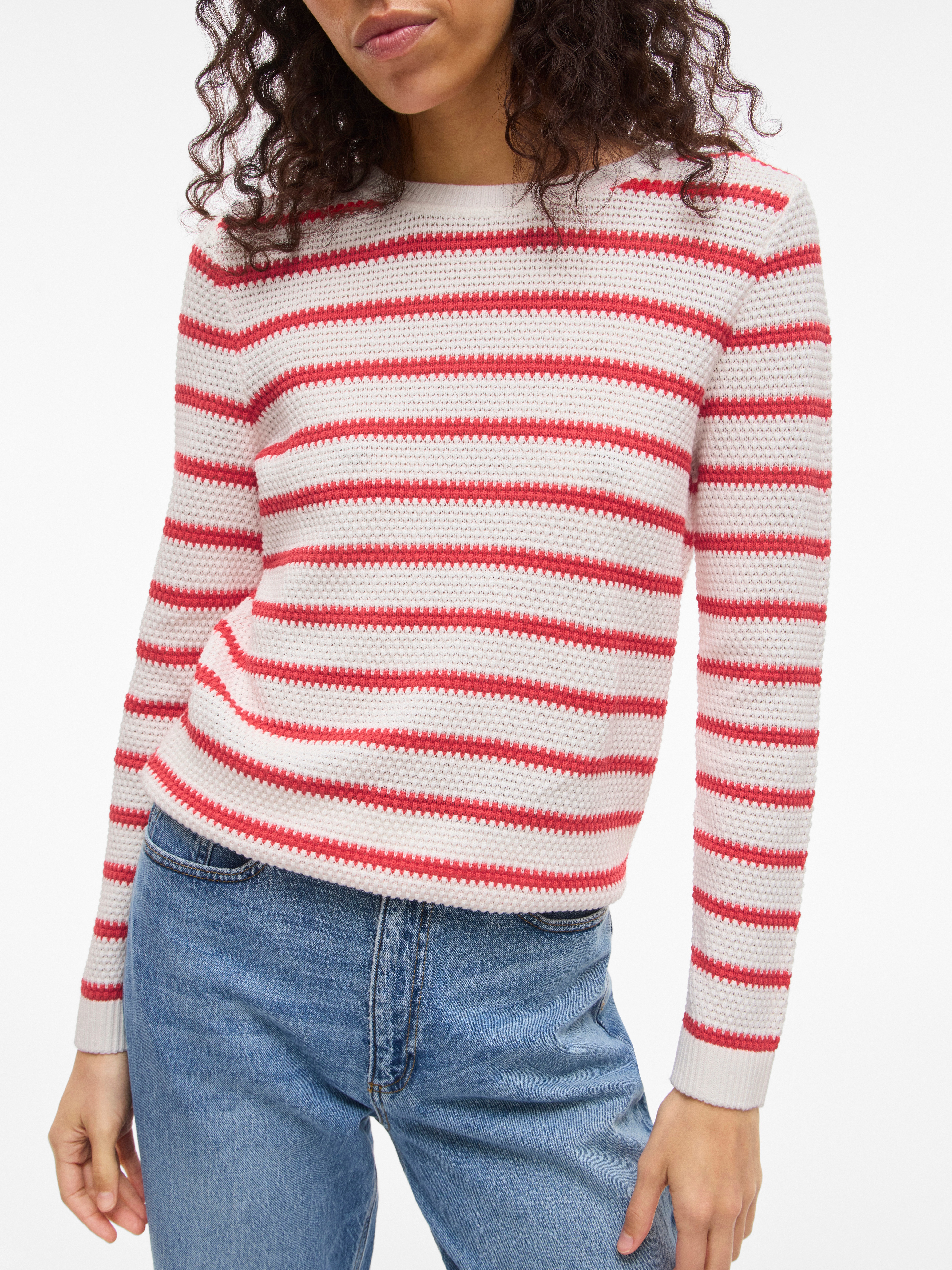 Thumbnail - Vila Rundhalspullover "VIDALO O-NECK L/S STRIPE KNIT TOP- NOOS"